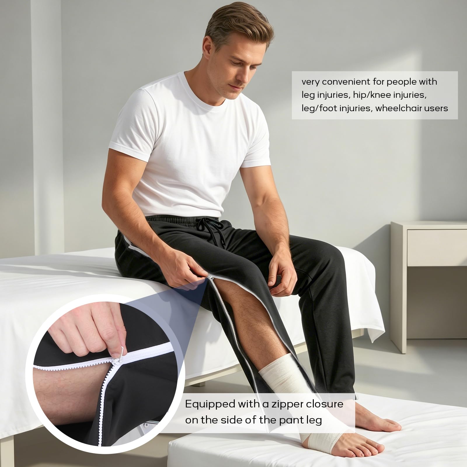 Pantaloni da Pallacanestro da Allenamento con Zip Atletico da Uomo con Cintura Elastica