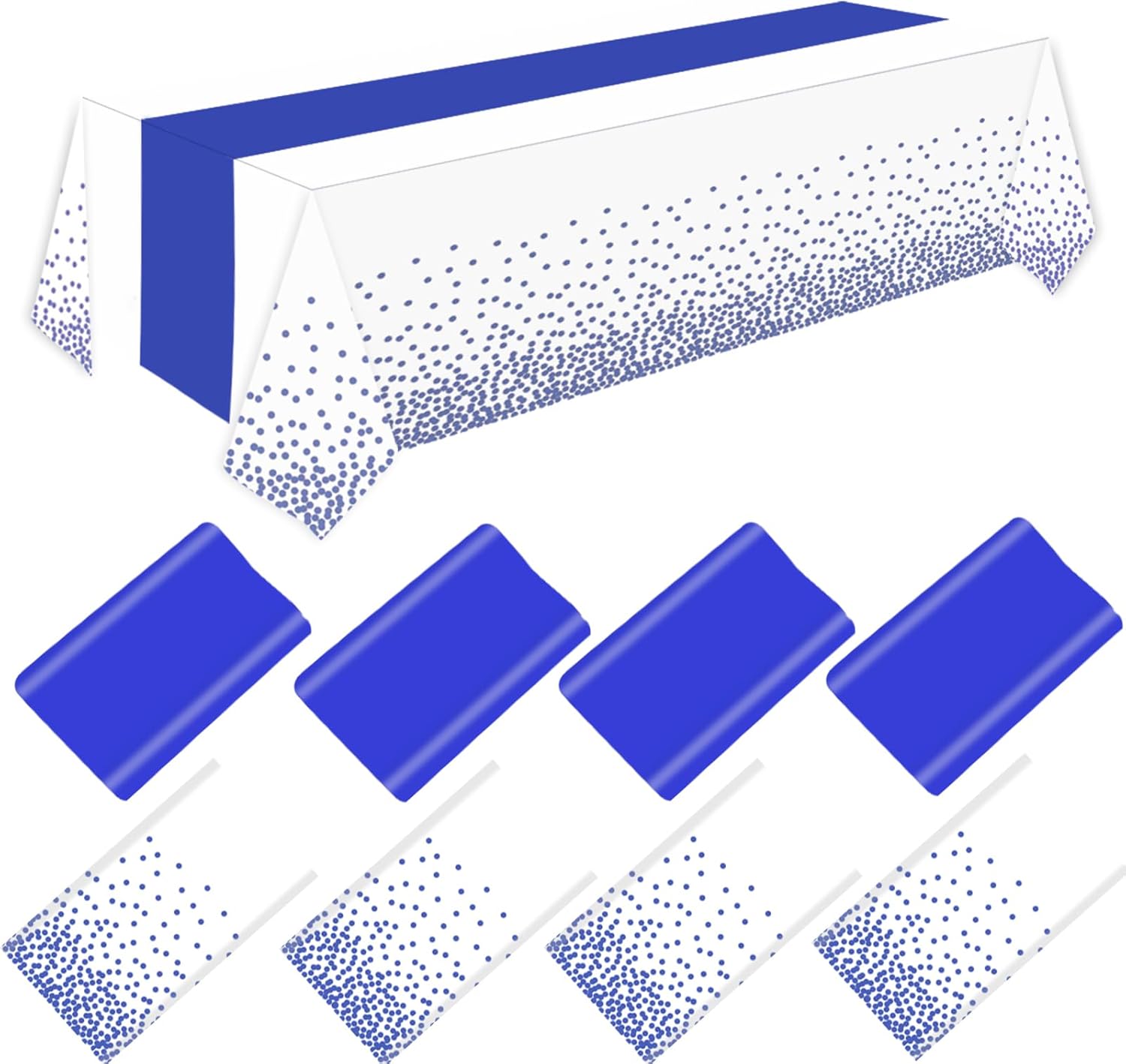 8 Pack Disposable Plastic Tablecloths and Satin Table Runners,54 x 108 Inch