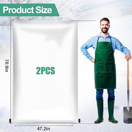 Miniatura 5 de 2 piezas de cubierta grande de invierno para plantas, protección contra la congelación, 70.8 x 47.2 pulgadas, bolsas de plástico para heladas con