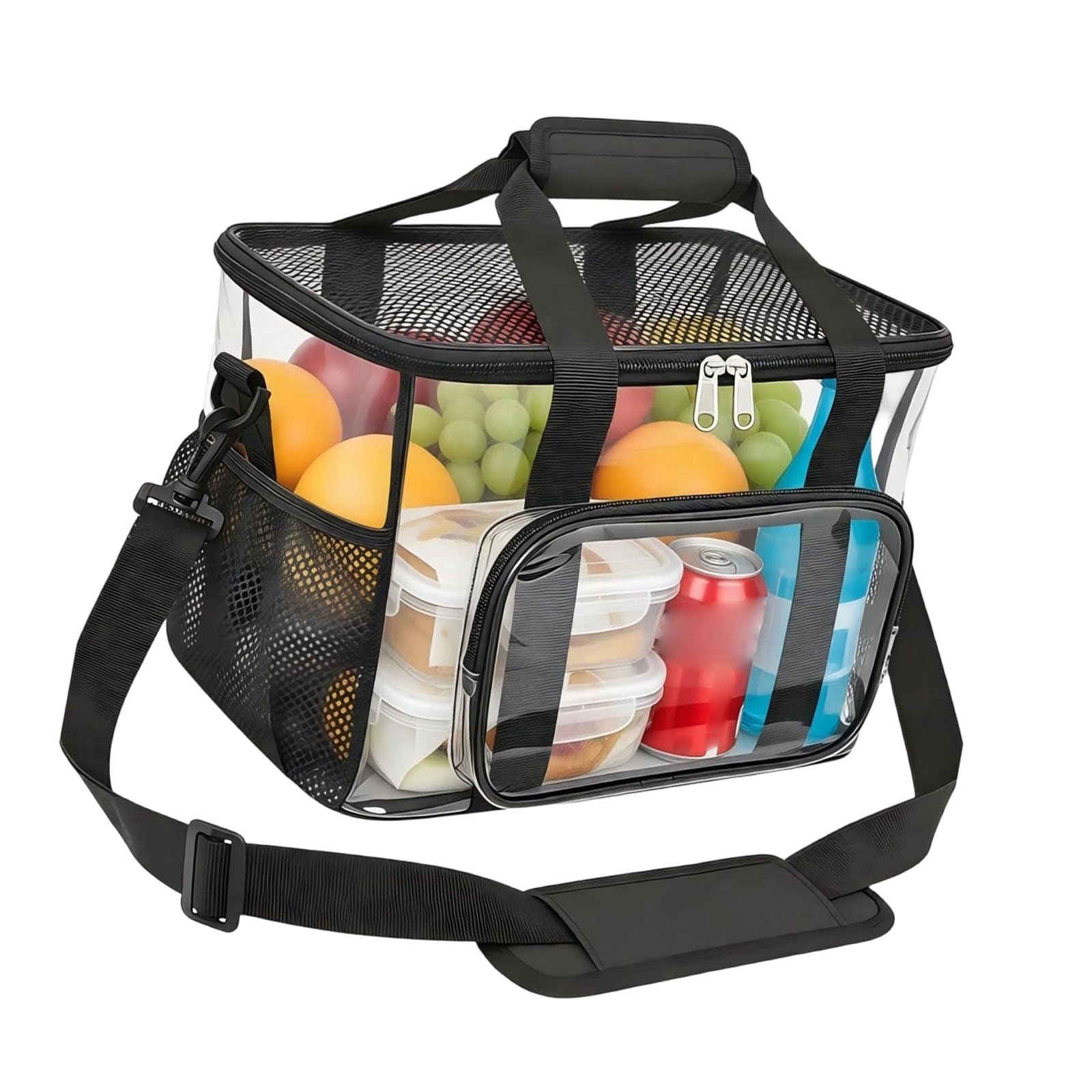 Yhplxyuus 15L Compact Nylon Provisions Carrier with Reinforced Handles Secure Closure Ideal for Gym Workplace Large Capacity Mealprep Bag Removable Strap