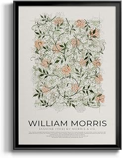 William Morris Wall Art Collection Décor Jasmine by (1879-1881) Premium Framed Modern Art Print Artwork - Ready to Hang for Home and Office