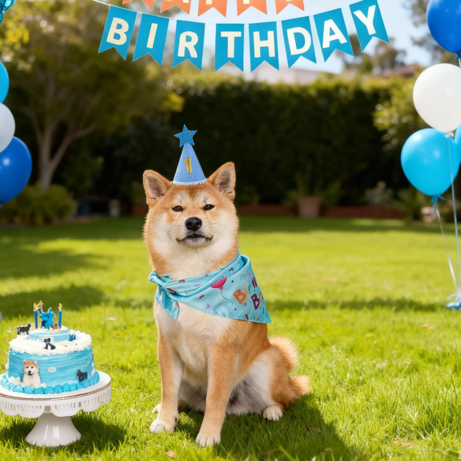 Cappello per Cani Compleanno con Bandana, 8 Numeri Bling Adesivi, Decorazioni Festa Cane 3 Pezzi