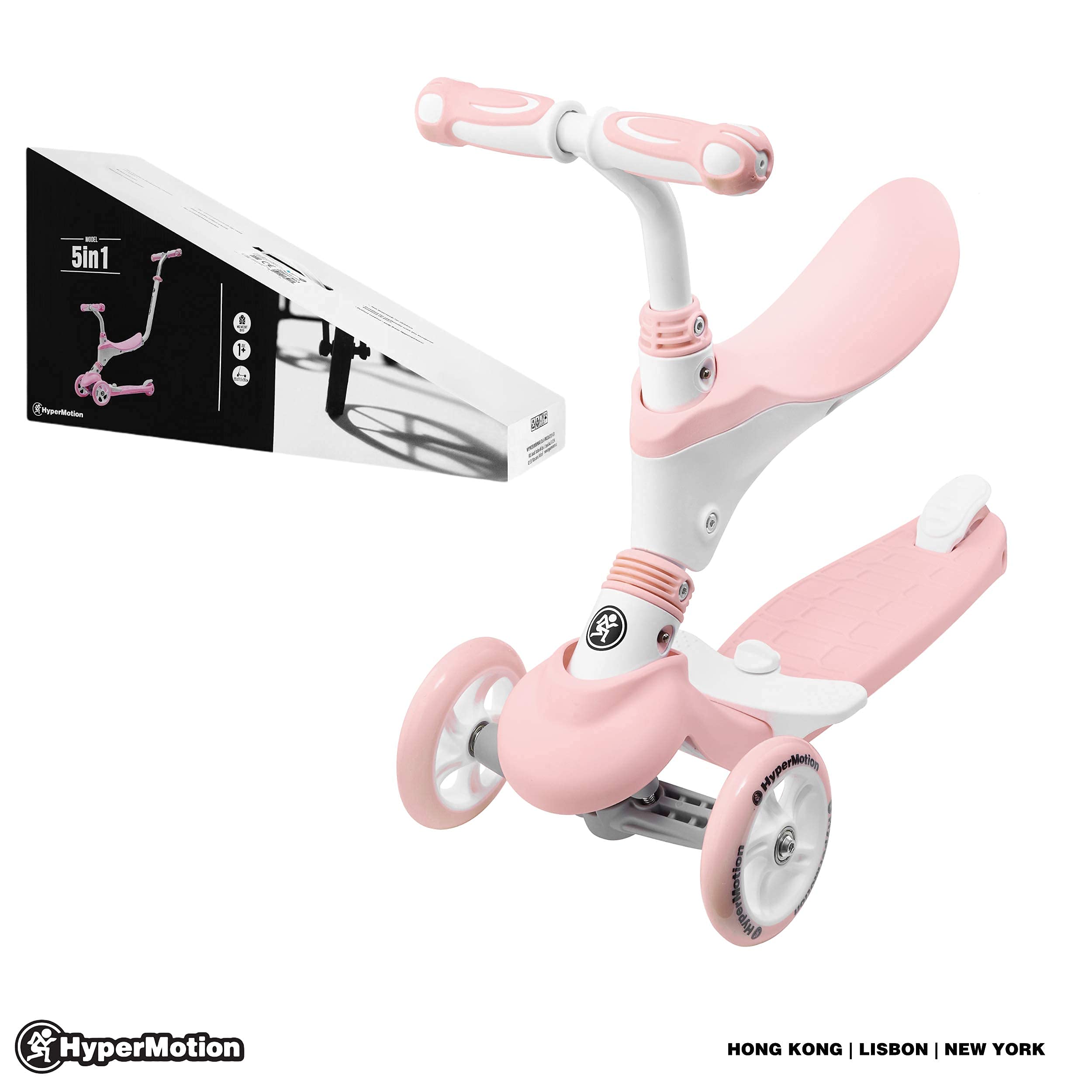 HyperMotion Draisienne - Monopattino da bambino da 1 a 5 anni, triciclo per bambino evolutivo, modulabile, 5 in 1, con pulsante regolabile, poggiapiedi, sedile, manubrio regolabile