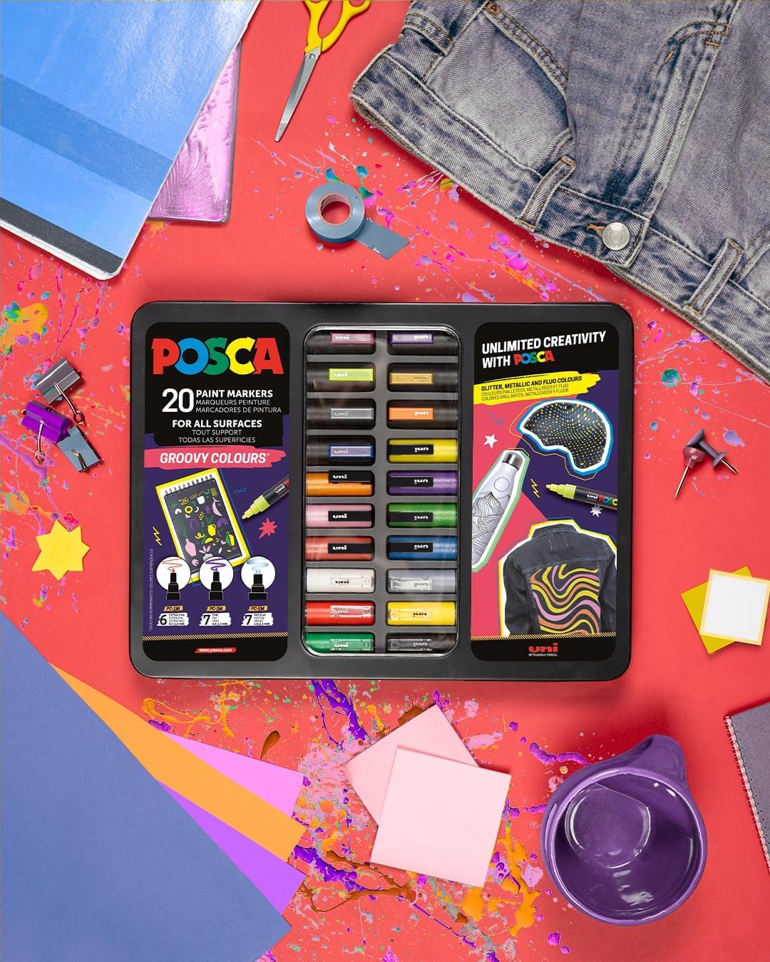 POSCA - Set de rotuladores Groovy Colours, estuche de 20 unidades