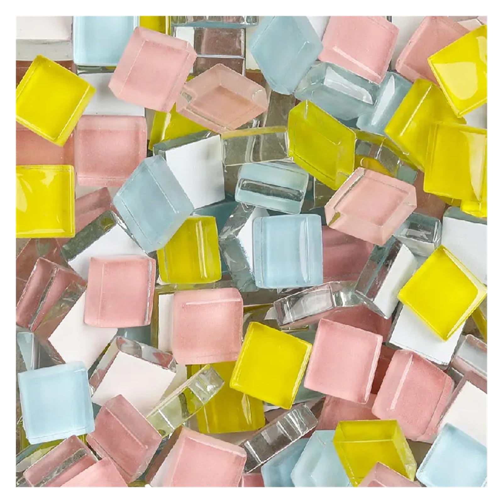 Sppeoukj Color 05 100G Mixed Mosaic Pieces Assorted Color Square Glitter Glass Tiles For Diy Crafts Supplies(Color 05)
