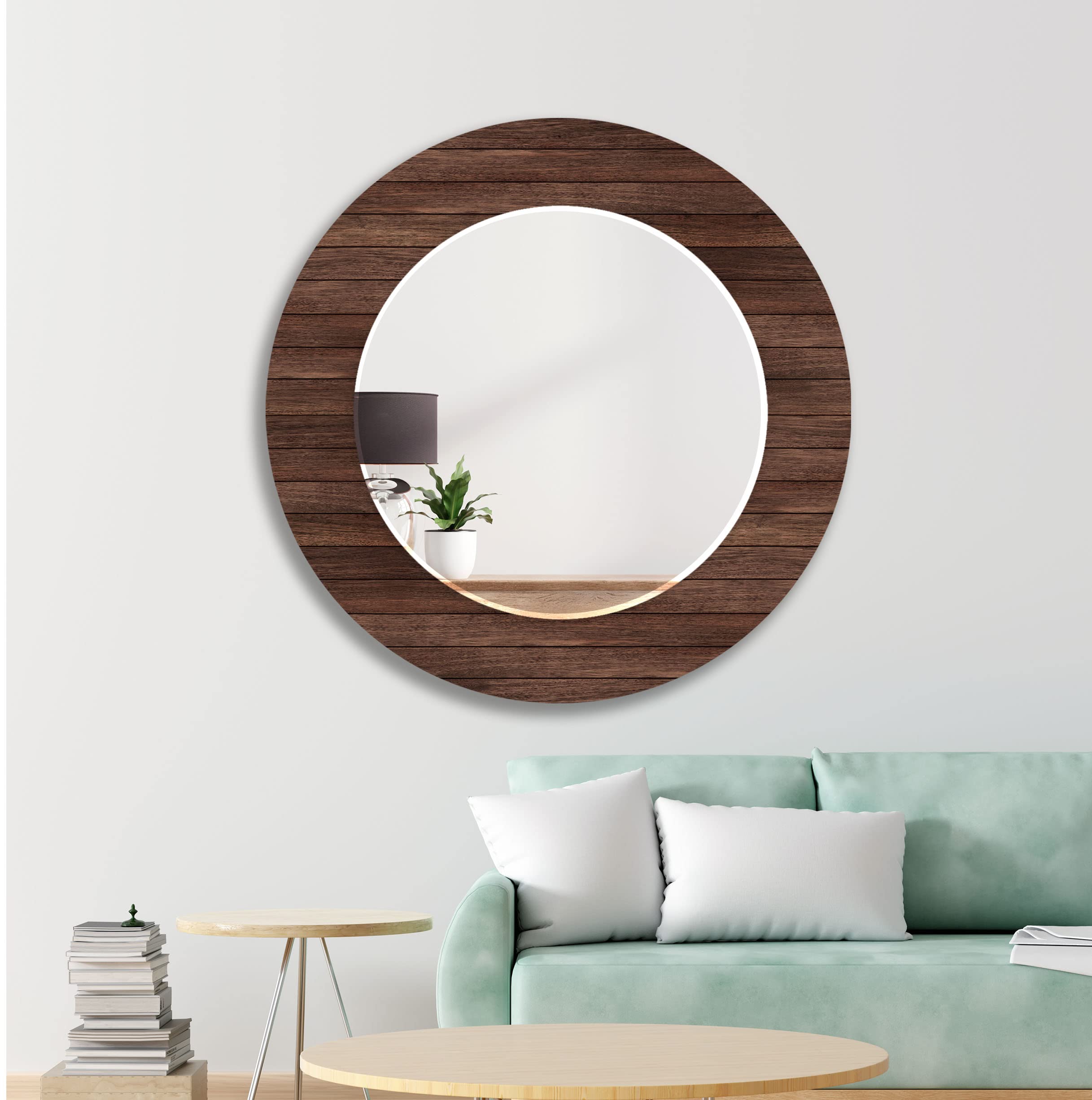 Okrągłe lustro na ścianę, 60 cm, lustro łazienkowe, duże okrągłe lustro, dekoracja ścienna, lustro ze szkła hartowanego, lustro wiszące na ścianie, lustro toaletowe, 141 RM