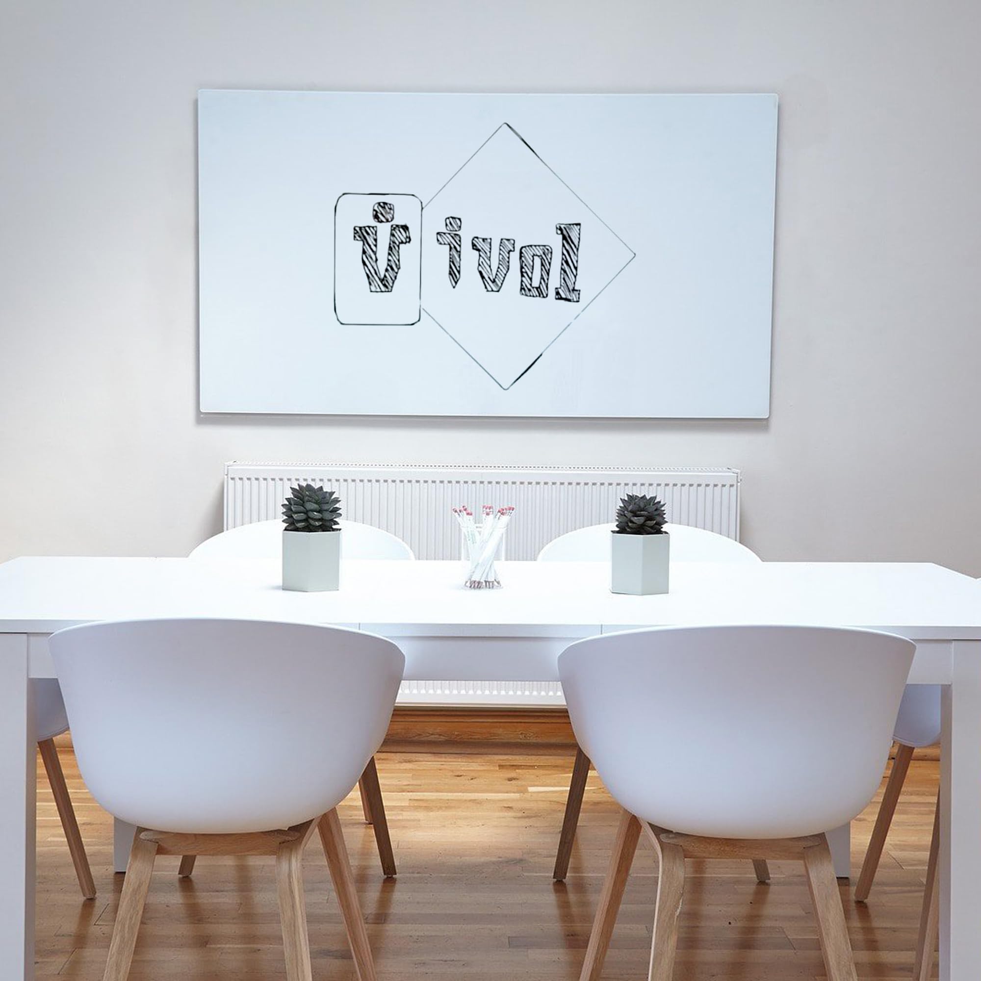 Vivol Tableau blanc Magnétique panneau Sans Cadre | Tableau magnétique avec étagère à crayons | Tableau feutre mural Mur magnétique | 8 tailles Magnétique effacable (80 x 110, Blanc)