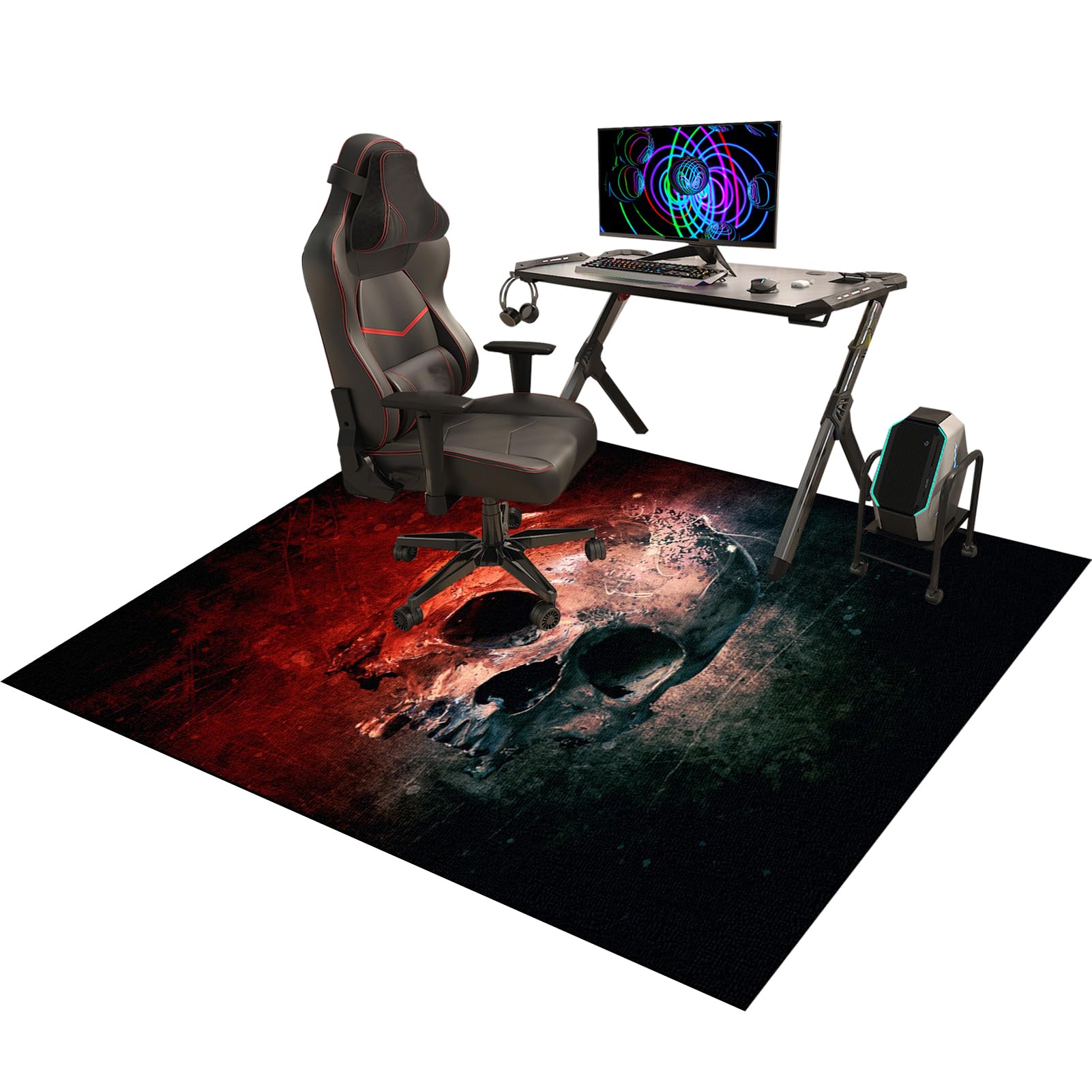 Gaming Bodenschutzmatte, Bürostuhl Teppich Unterlage, Schreibtischstuhl Unterlage 90 x 120 cm, Kratzfest Bodenschutzmatte für Teppiche rutschfest Bürostuhl Unterlage für Stühle Hohe Dichte Anti-Silp