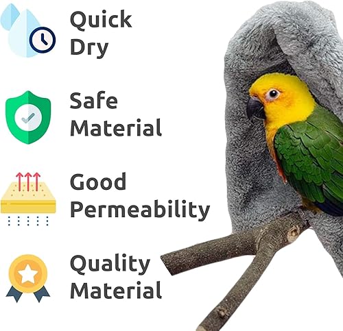 SIMENA Bird Blanket for Cage, Corner Fleece Bed for Birds, Cozy Bird Warmer, Parrot House for Cage, Cuddle Nest Hanging Toy for Lovebirds Parakeet (Blue, Medium)(Yellow,Medium)