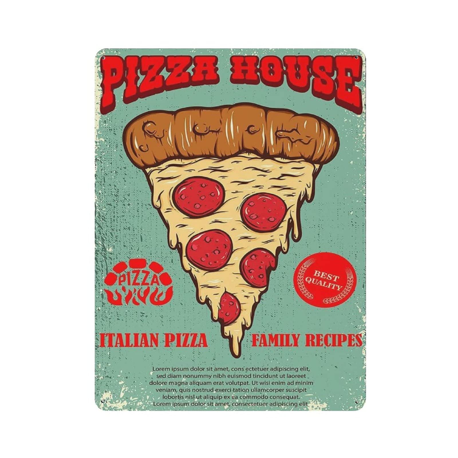 Metal Tin Sign Pizza House Italian Pizza Vintage Tin Poster Metal Sign Wall Decoration Country Kitchen Home Garage Decor 16"x12"
