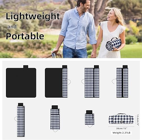 Miniatura 5 de ZAZE Mantas de Pícnic Lavables a Máquina, 80''x80'' Extra Grande Impermeable Resistente a la Arena Plegable Compacta Manta de Playa, Tapete Exterior