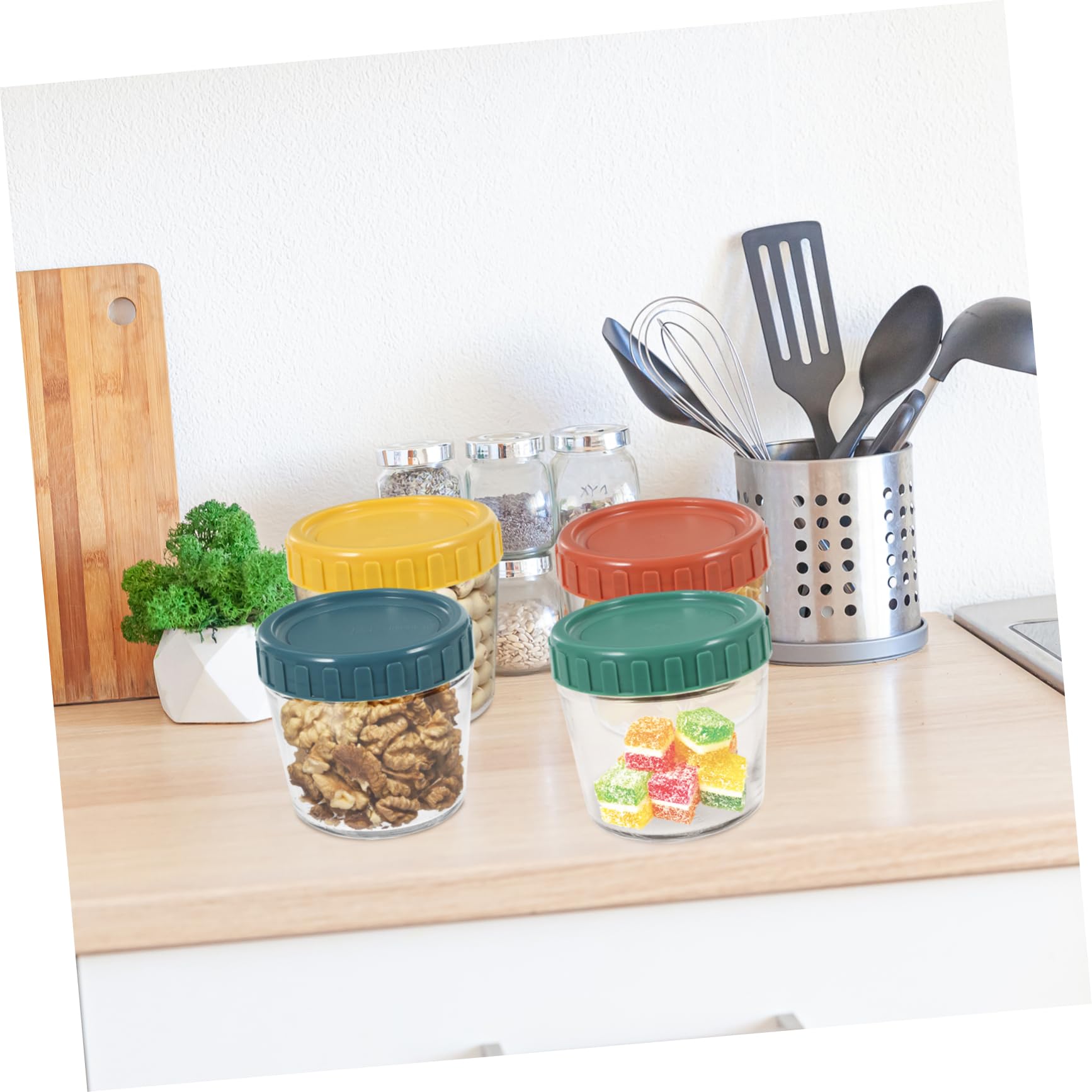 Cabilock 4piezas Frasco de Vidrio Sellado Recipientes de Vidrio Botes de Cocina para Almacenamiento de Azúcar y Té de Tarros Tapa Hermética para Cocina y Despensa