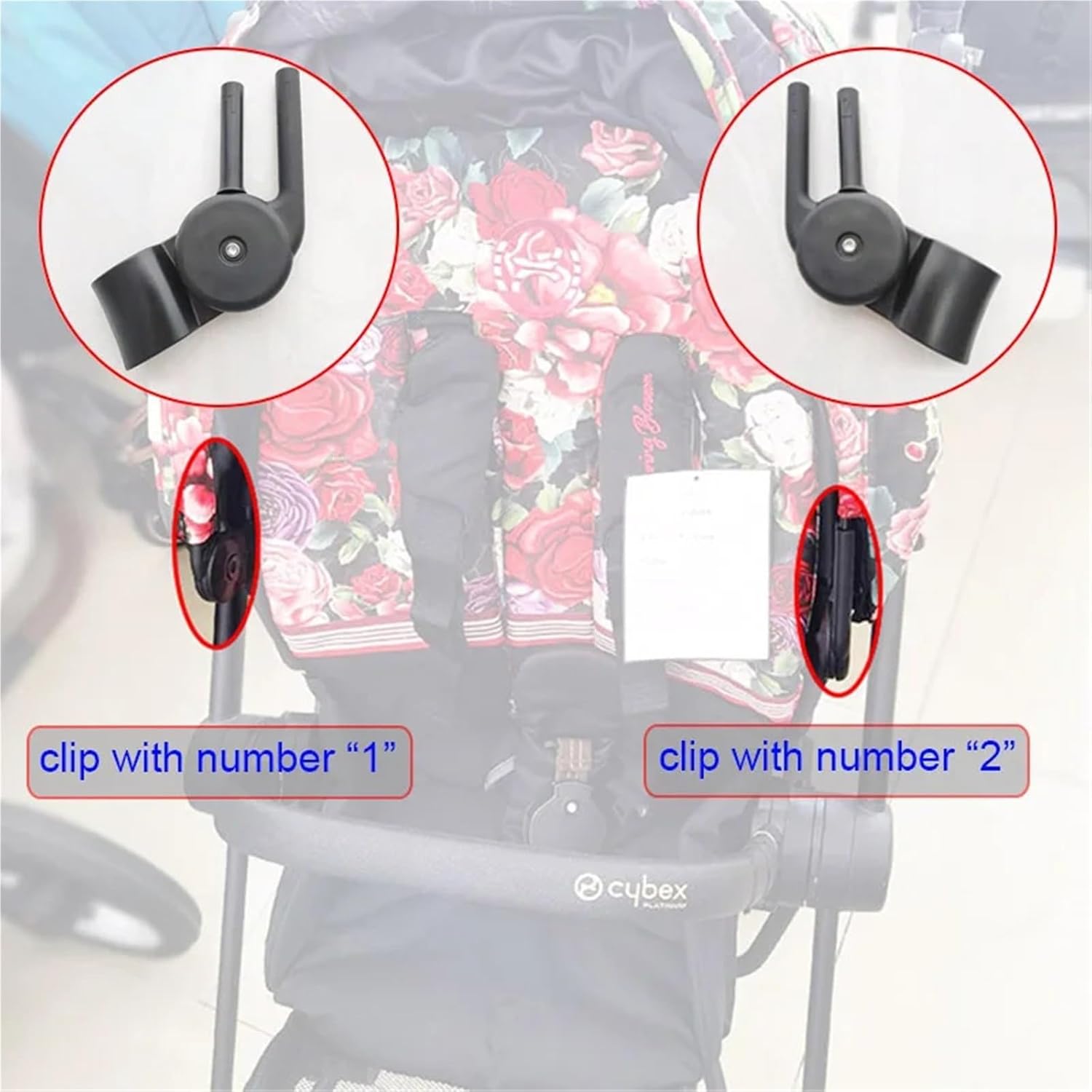 Stroller Canopy Support Bar Clip for Cybex Priam 3/4 Mios 2/3 Pram Roof Rod Buckles Sun Awning Frame Bar Clasp Buggy Accessories(1 Pair)