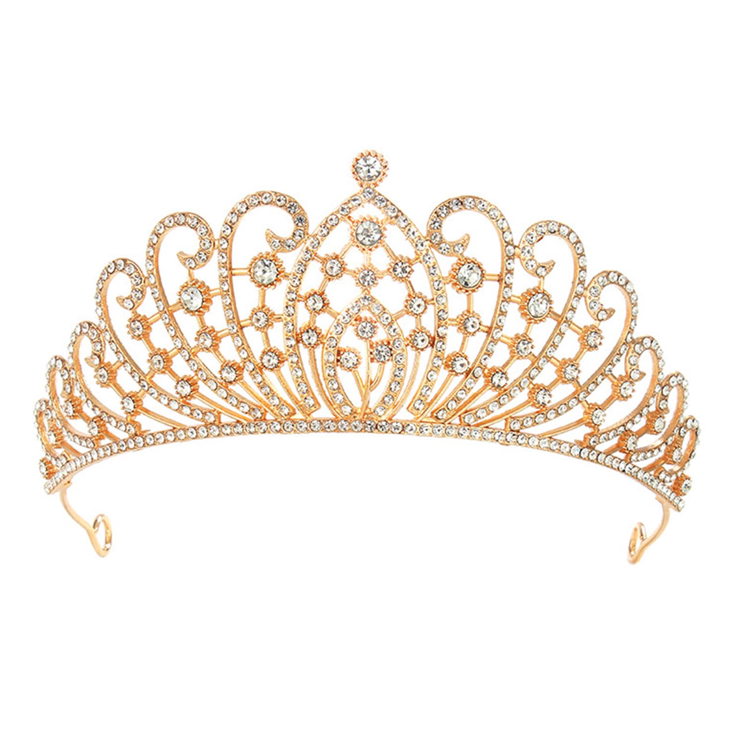 Cubic Zirconia Studded Princess Tiara Crown for Girls & Women Birthday Gift Hair Accessories-image-19