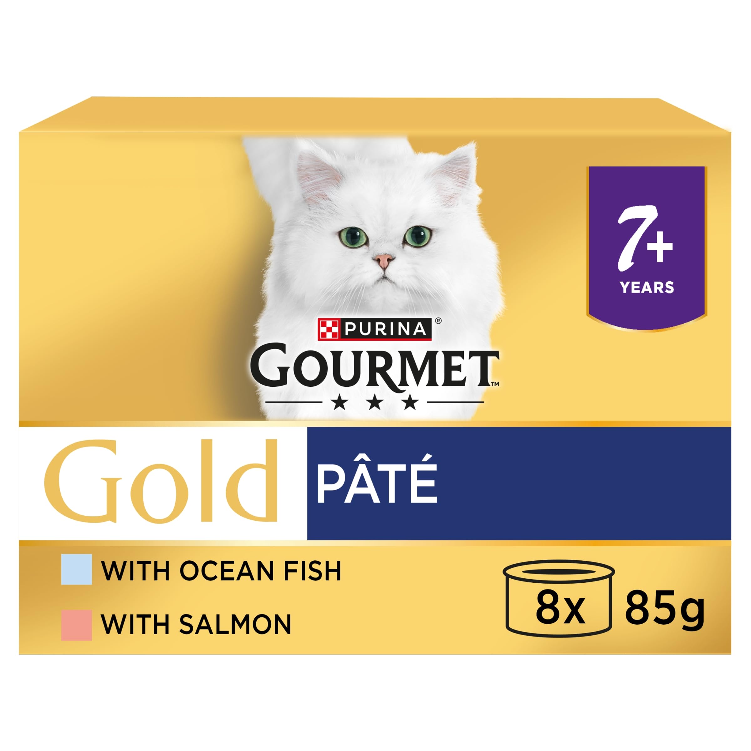 GOURMET Gold Senior 7+ Pate Fish Wet Cat Food 8x85g (Pack of 6)