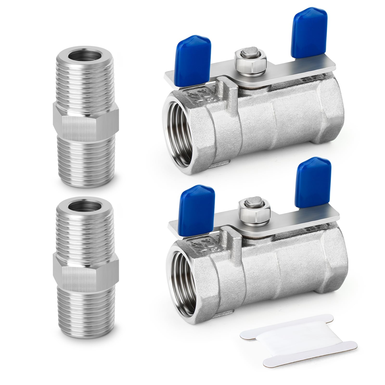 2 PCS 1/2" BSP Female Mini-Ball Valve Shut-Off Switch, 304 stainless steel fittings for water, air and industrial use