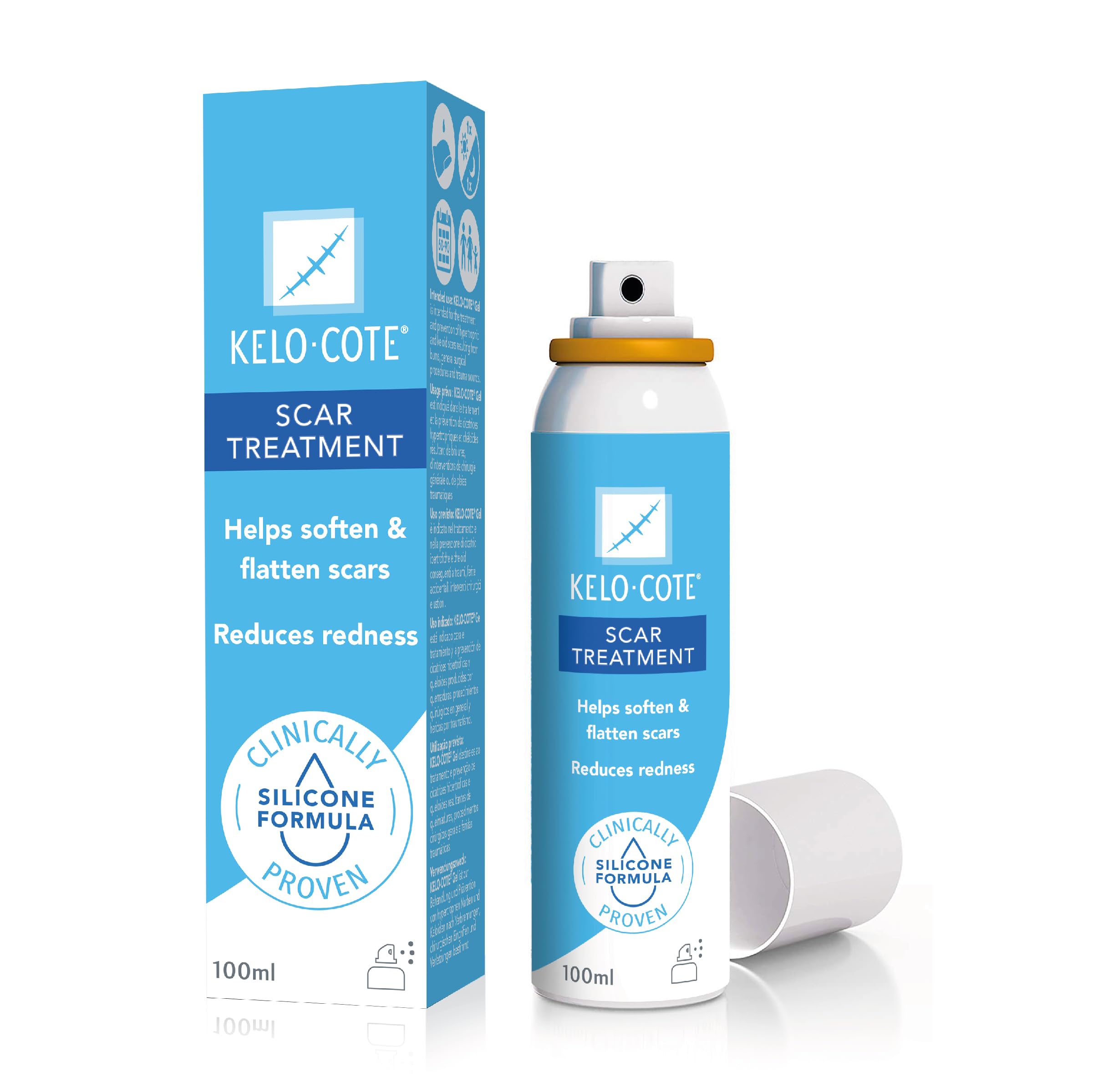 Scar Spray 100ml – Silicone Scar Treatment - Clinically Proven to Reduce Raised Scars - Ideal for Surgical, Burn, and Keloid Scars - Old & New Scars