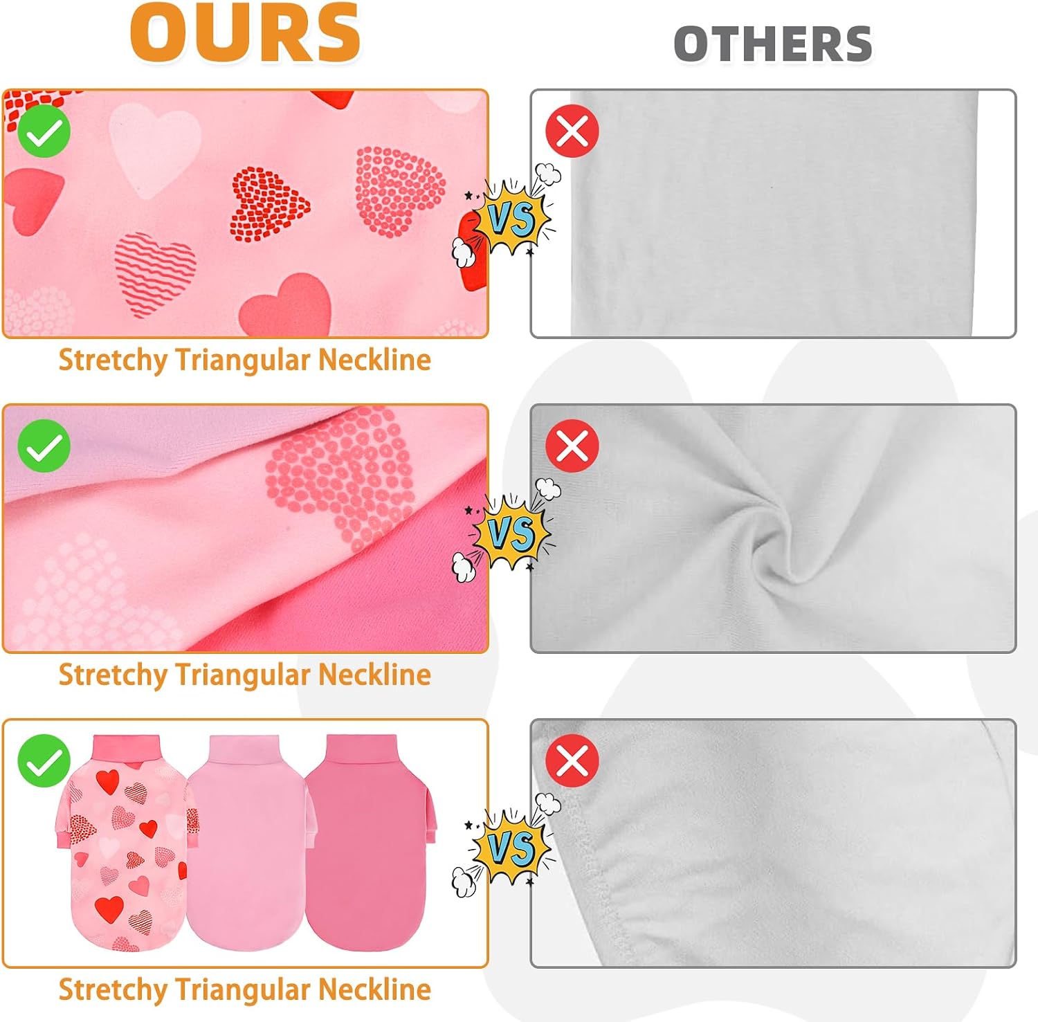 KOOLTAIL Valentine's Day Dog Sweater for Small Dogs, 3 Pack Fleece Puppy Shirt Turtleneck Pullover Clothes with Love Heart Partten, Fuzzy Soft Warm Pet Winter Cold Weather Coat, Girl Boy, Pink S