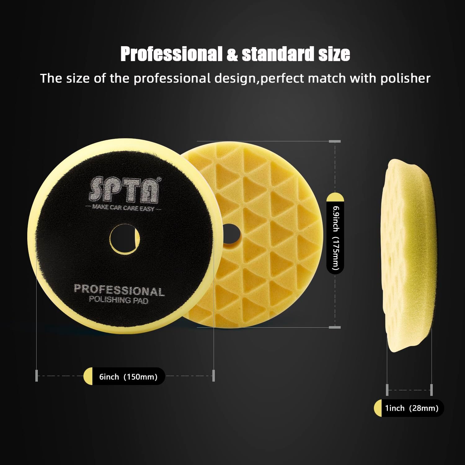 Buffing Polishing Pads, SPTA 6 Inch 150mm Body Repair Polishing Pad Set Made for 6 Inch Backing Plate, 6 Pcs Buffing Pads with Sponge, Wool and Micro-Fiber Pad Set for Car Detailing polishing Buffing - Image 2