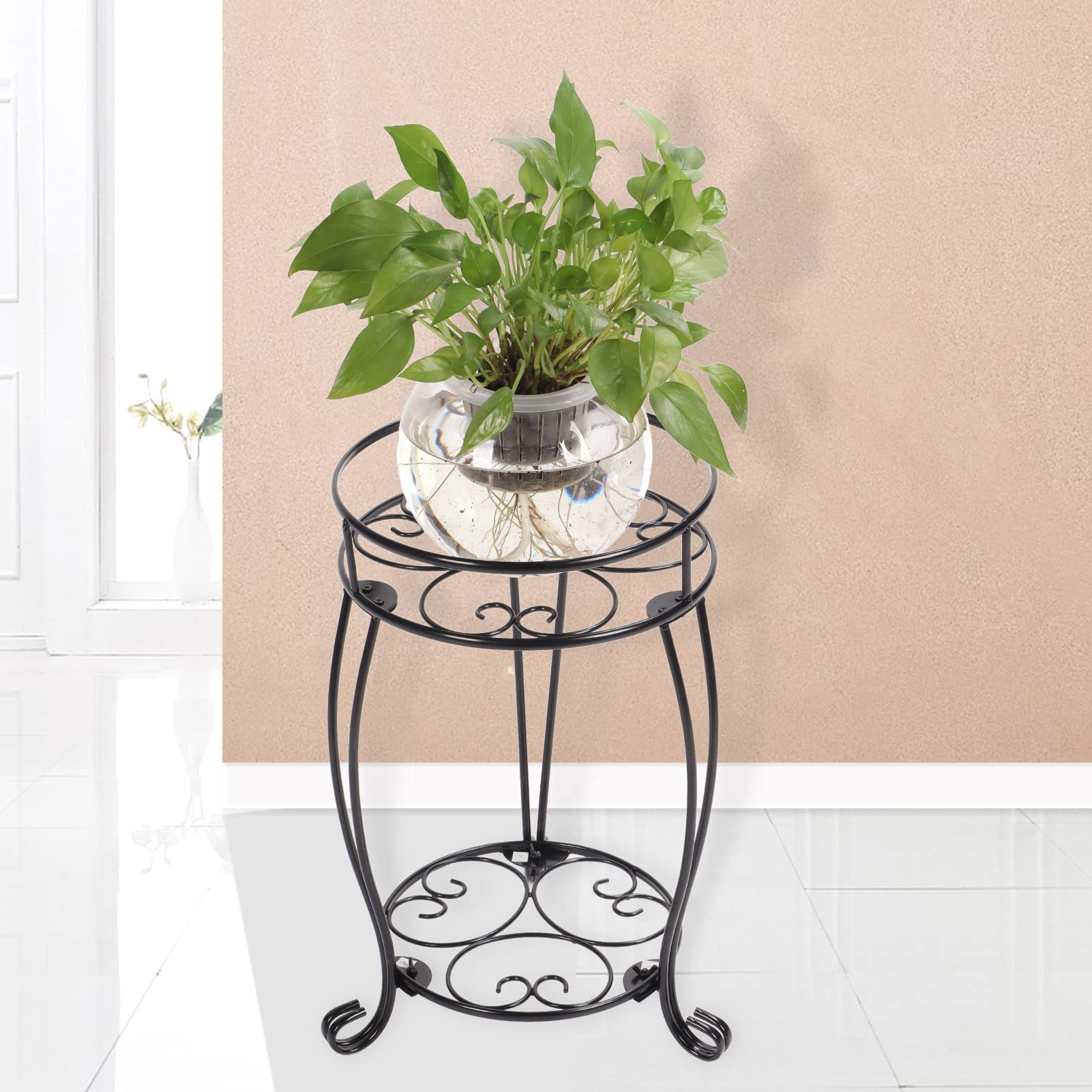 Set 3x Supporti Per Piante Fiori Piedistalli In Metallo Nero Fioriere Decorative 89535266