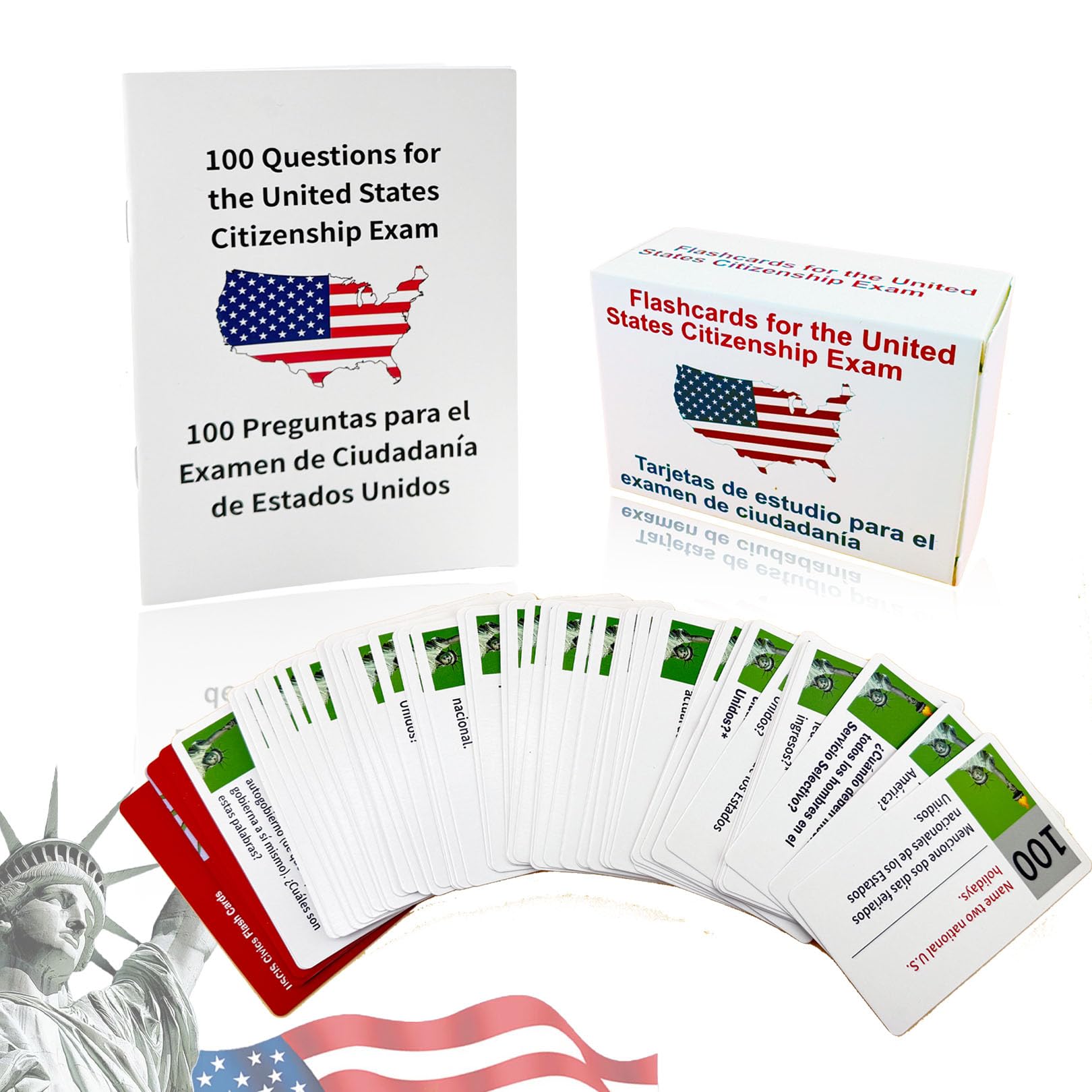Tarjetas para La Ciudadania 2026 De Las 100 Preguntas，U.S. Citizenship Flash Cards 2026 - English/Spanish ﻿, US Civics Test Flash Cards Combo Set，Set with Bilingual Booklet