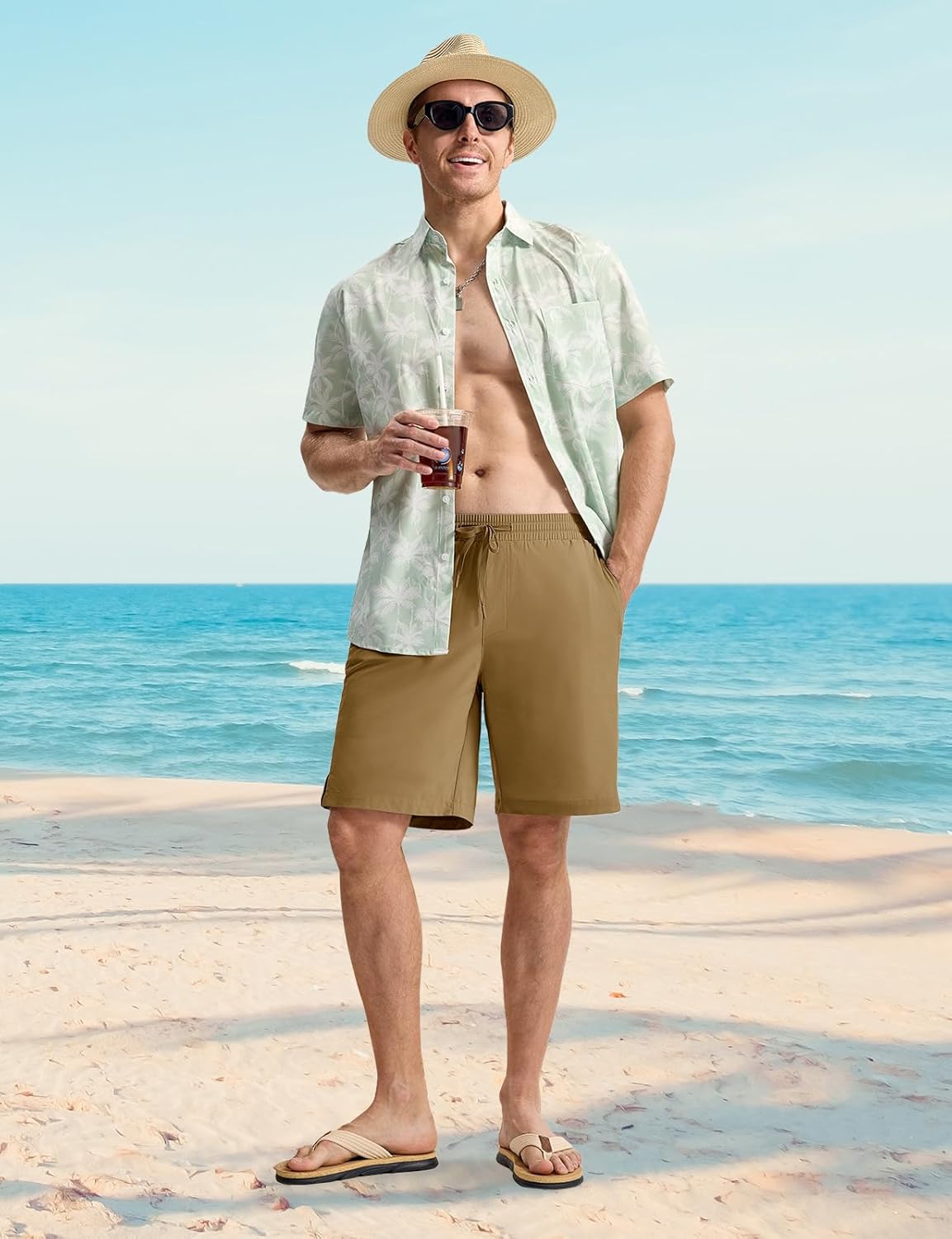 BGOWATU 2 in 1 Men's Swim Trunks Board Shorts with Compression Liner Quick Dry Bathing Suit 9" Beach Shorts with Pockets