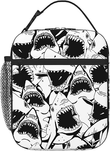 SWEET TANG Bolsa de almuerzo para mujer, grande, aislada, color negro y blanco, tiburón marino, reutilizable, para el trabajo, picnic, viajes disponible en Yaxa Costa Rica