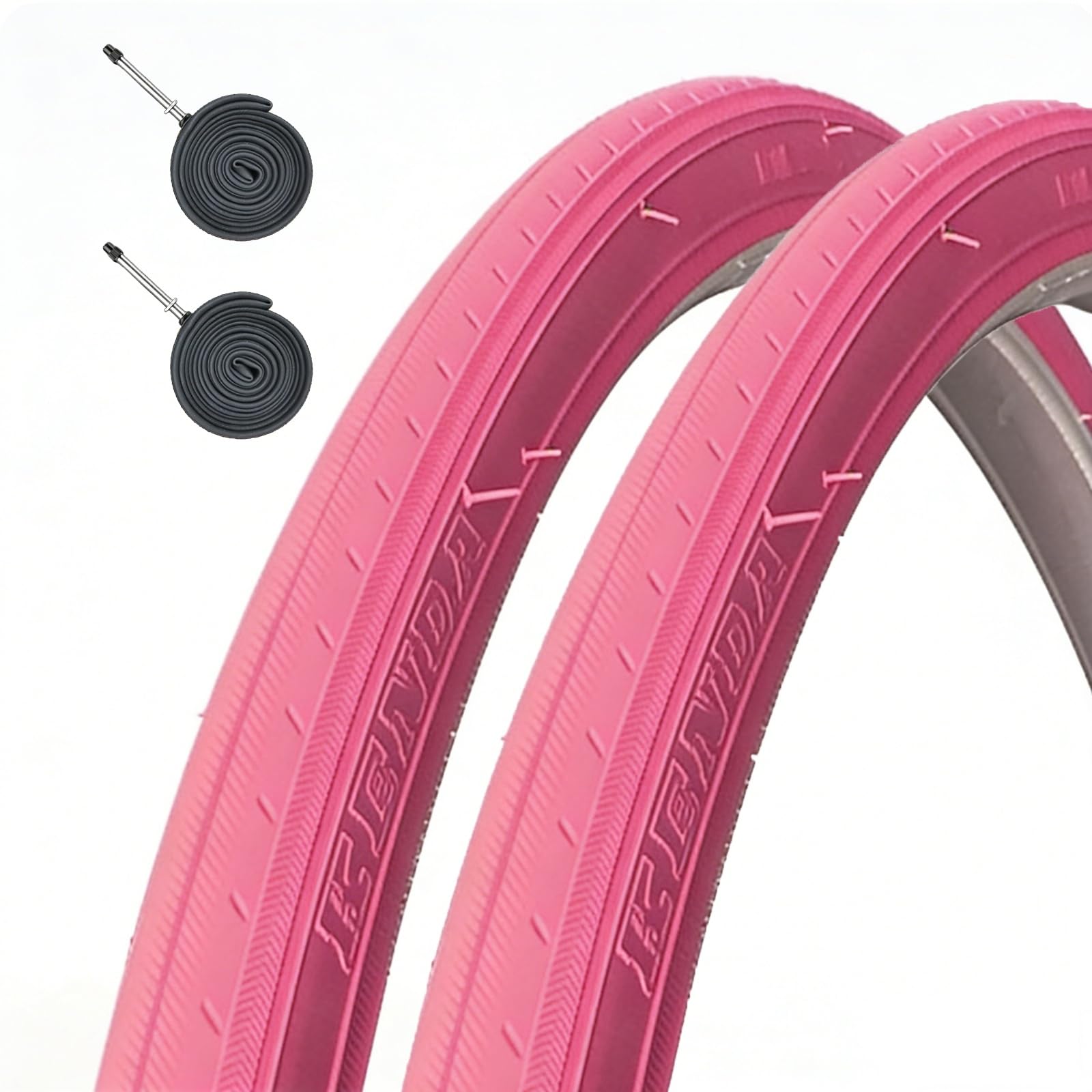 2PC 700x23C Vibrant Colored Bicycle Tires 8 Colors 700/23C Wear Resistant 700 23 C for Road City Bike(Pink,Tire+tube Presta Valve 48)
