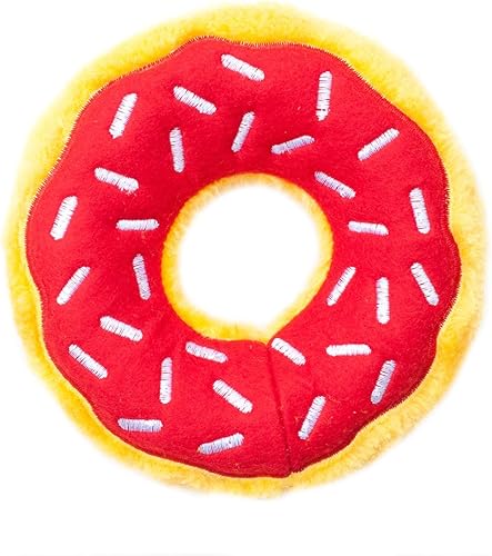 ZippyPaws - Juguete para perro de dona de pelucho chirriante, Cereza