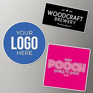 Big Dot of Happiness Custom Logo Magnets, Personalized Fridge Cutout Magnets for Businesses, Events, or Branding, Magnetic Pictures for Kitchen & Home Decor - Set of 12