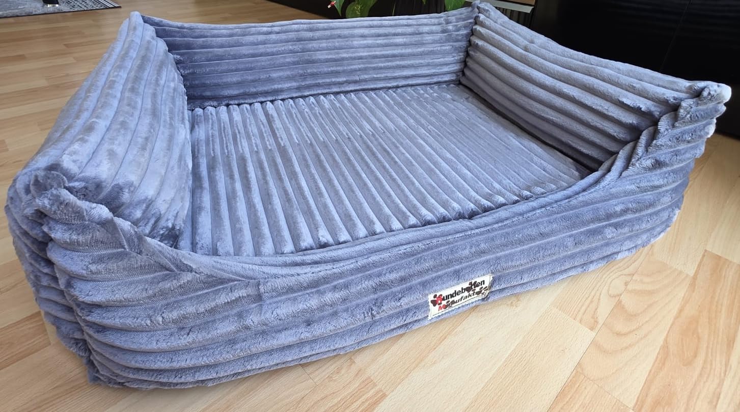 Orthopedic Dog Sofa Dog Bed Cord Ortopedico with 8 cm Viscoelastic Foam Mattress (grey, 70 cm x 50 cm)