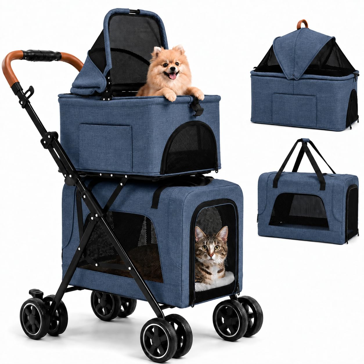 Amazon.co.jp: ペットカート 2段式 分離型 各段10kg 多頭飼い 犬猫兼用