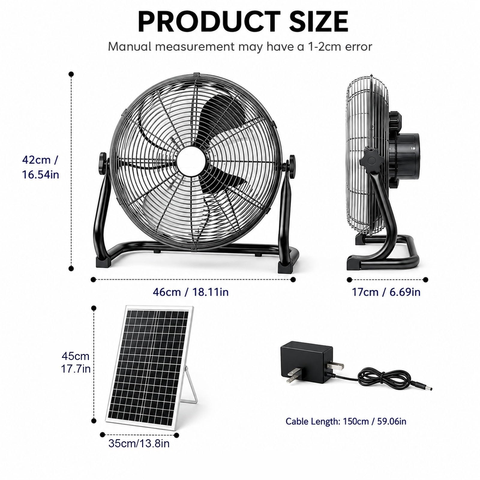 Ventilatore Metallico Da Pavimento 12/14/16/18" Alta Velocità 2250 CFM