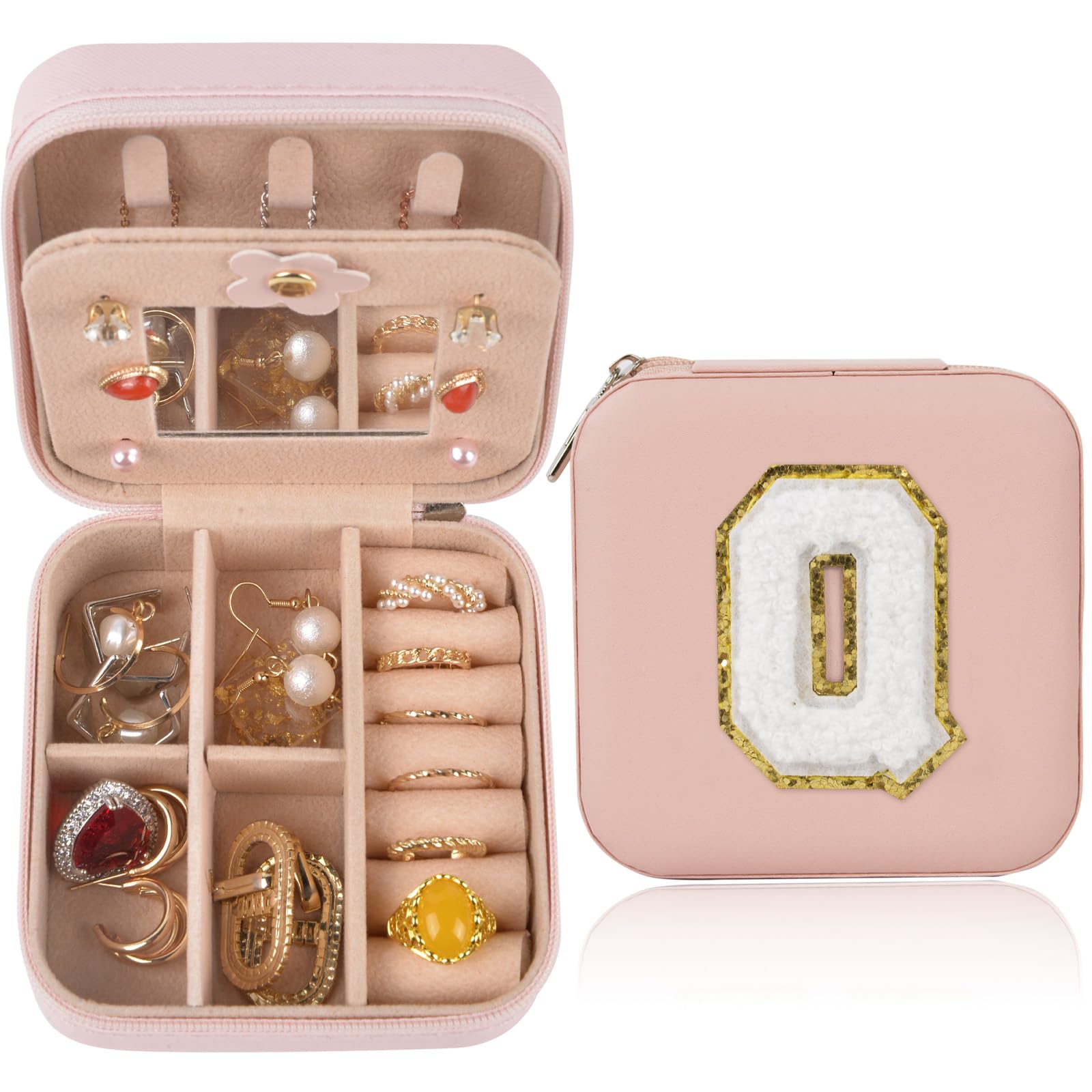 ChezMax Back to School Jewelry Case - Personalized Mini Case for Girls Gift, Initial Q