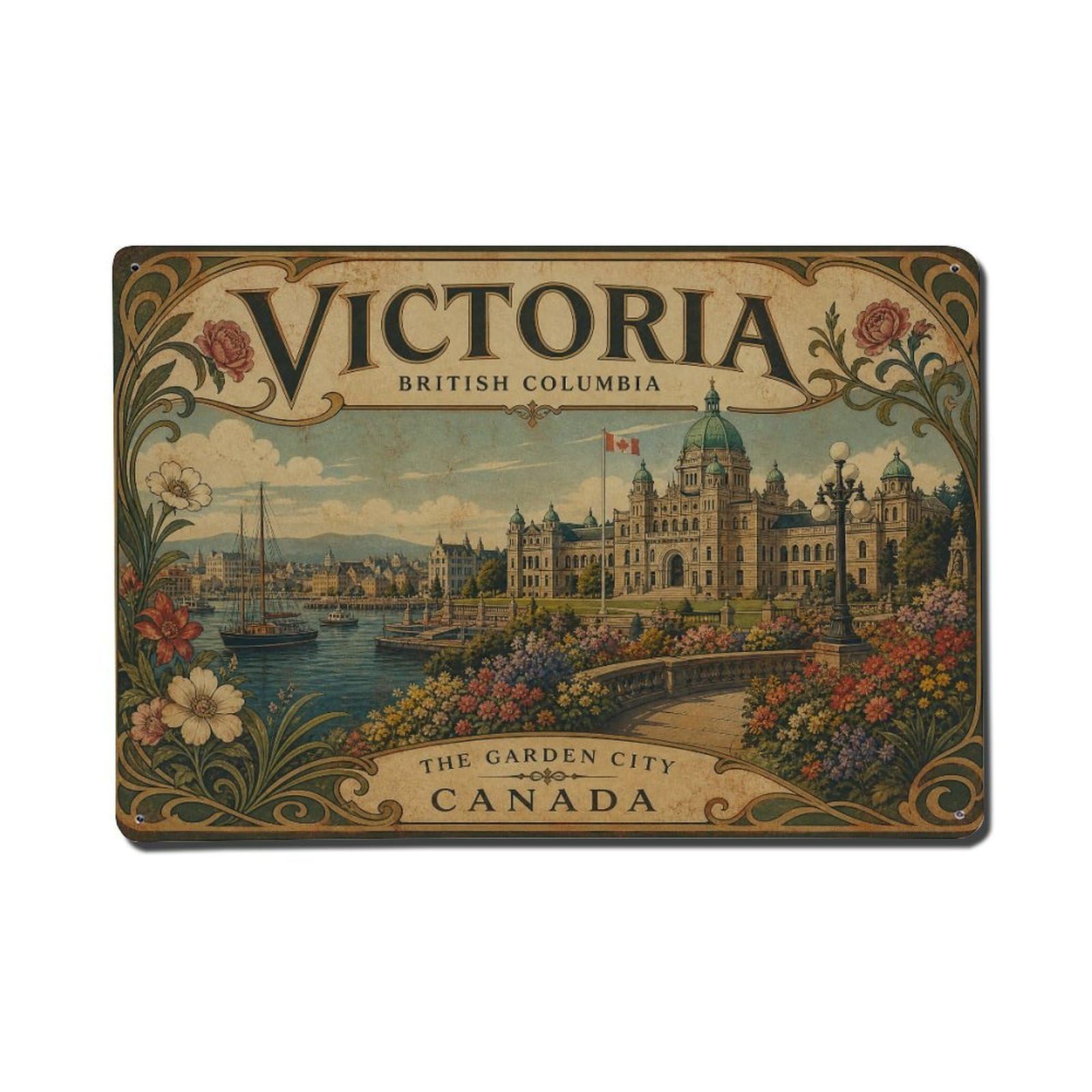 Huiyhb 8X12inch(20X30cm) Retro Travel Canada Victoria Metal Tin Sign