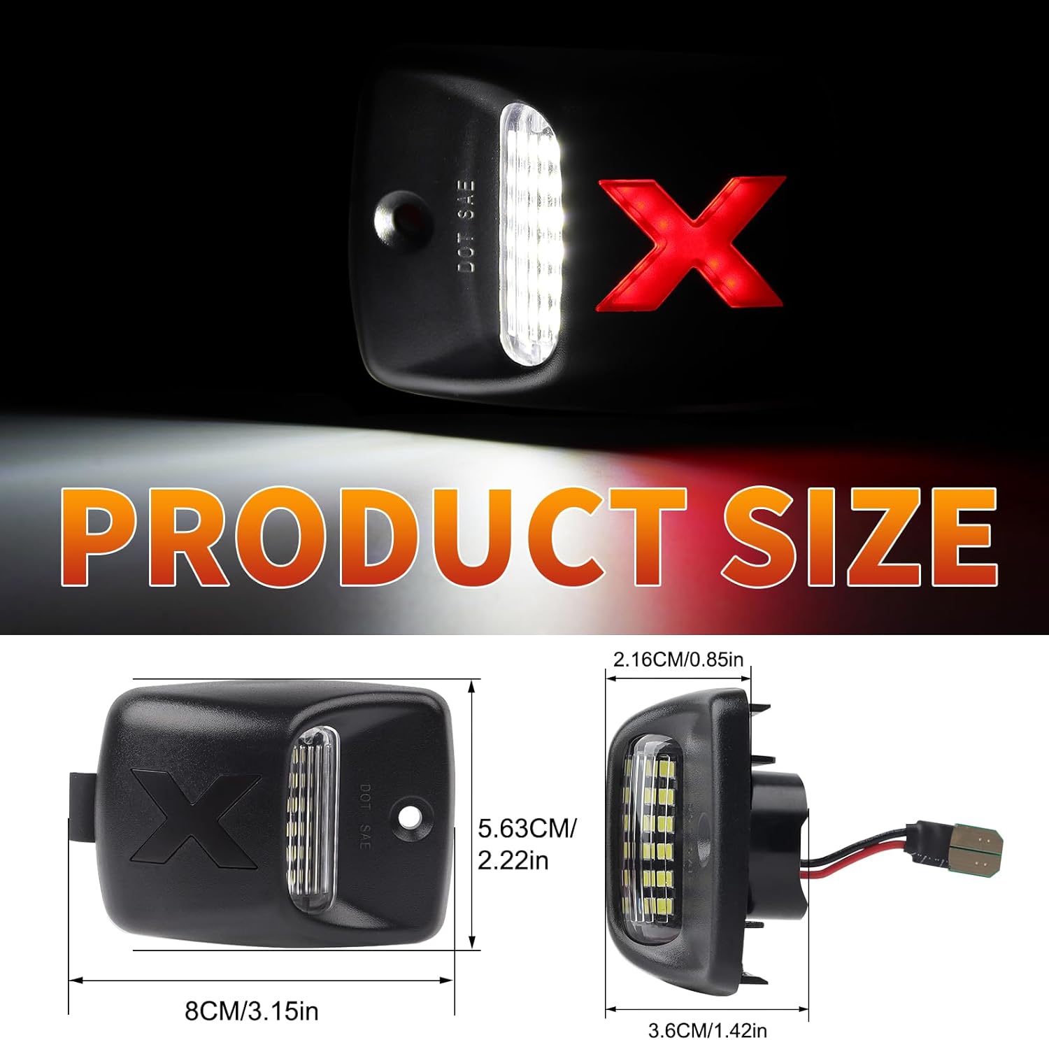 LED License Plate Lights Tag Light Lamp Assembly for Toyota Tacoma 2005-2015, Tundra 2000-2013, 6000K White & Smoked Lens, Pack of 2 (Xstyle Patent Pending)