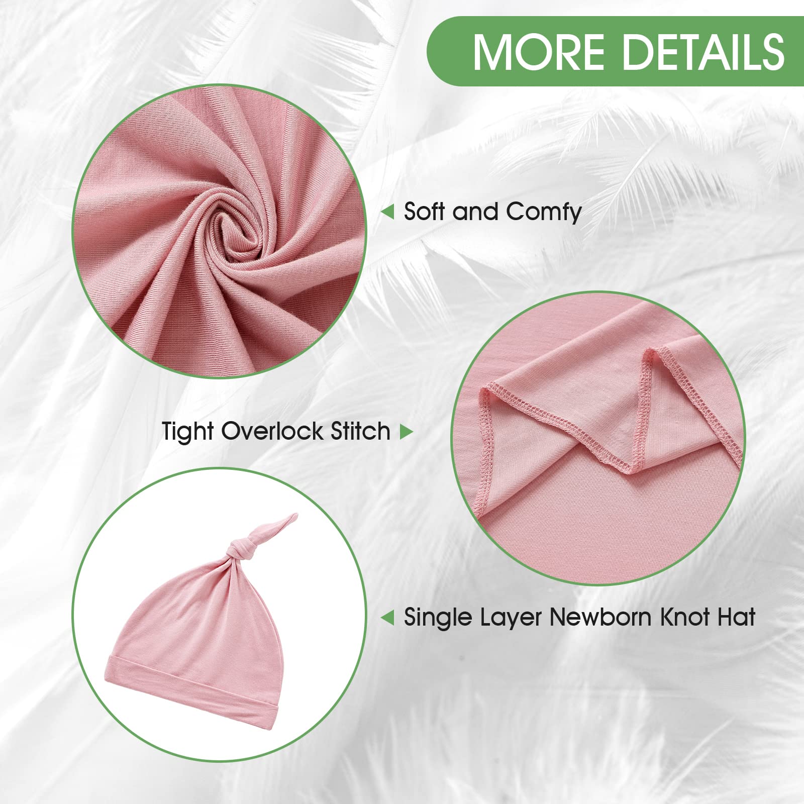 iEvolve Baby Swaddle Blanket with Hat Set Newborn Swaddle Wrap Swaddling Blanket Receiving Blankets for Baby Girls Boys 85 * 85cm(Pink) - Image 4