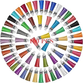 100 PCS Keychain Tassels Bulk Leather Tassel Colored Tassel Pendants Charms for Keychain DIY Projects