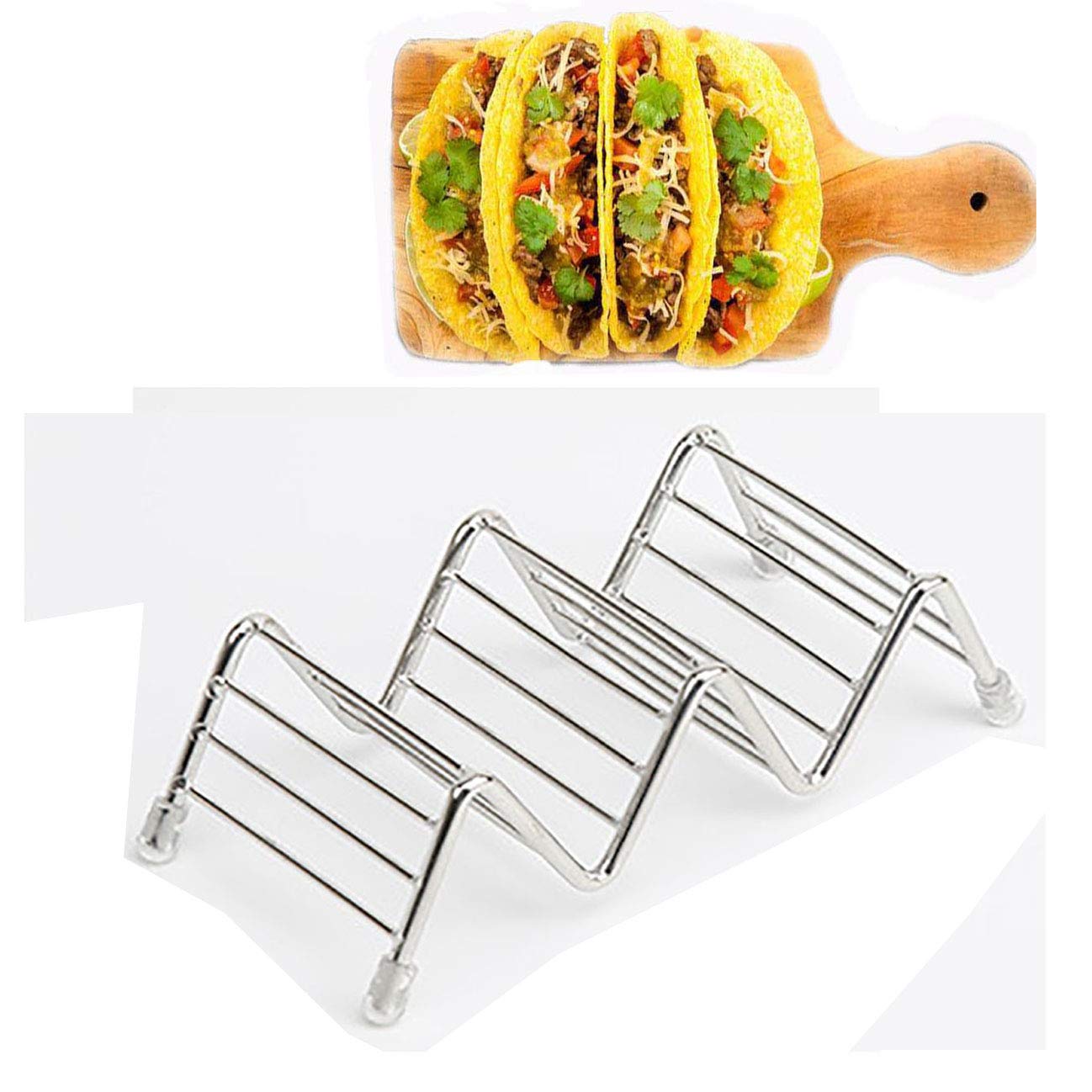 Ulalaza Style 6 Tobe-U Taco Shell Stand Up Holders Premium Stainless Steel Oven & Dishwasher Safe Taco Holder