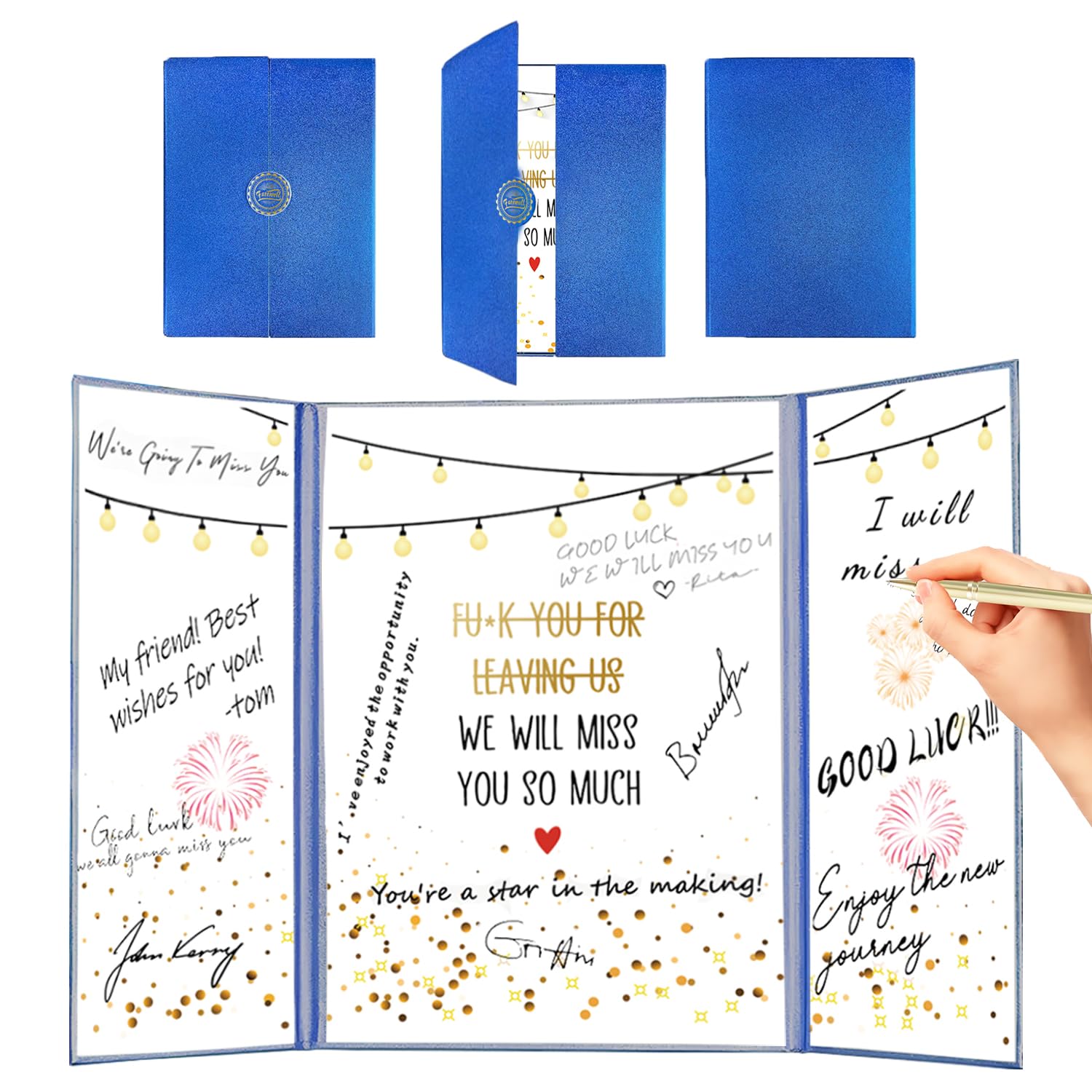 ERYRYIREI Going Away Guest Book Alternatives Farewell Party Decorations Happy We Will Miss You Funny Retirement Decorations Goodbye Gifts Card for Coworkers Friends Moving Away Women Men