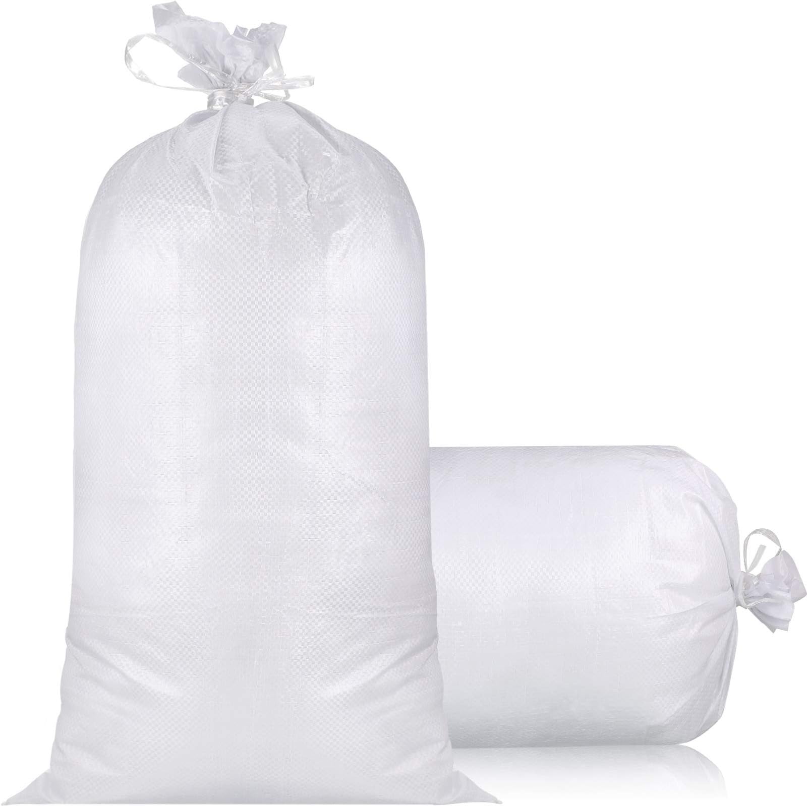 24 Pieces Empty Sand Bags with Solid Ties, White Woven