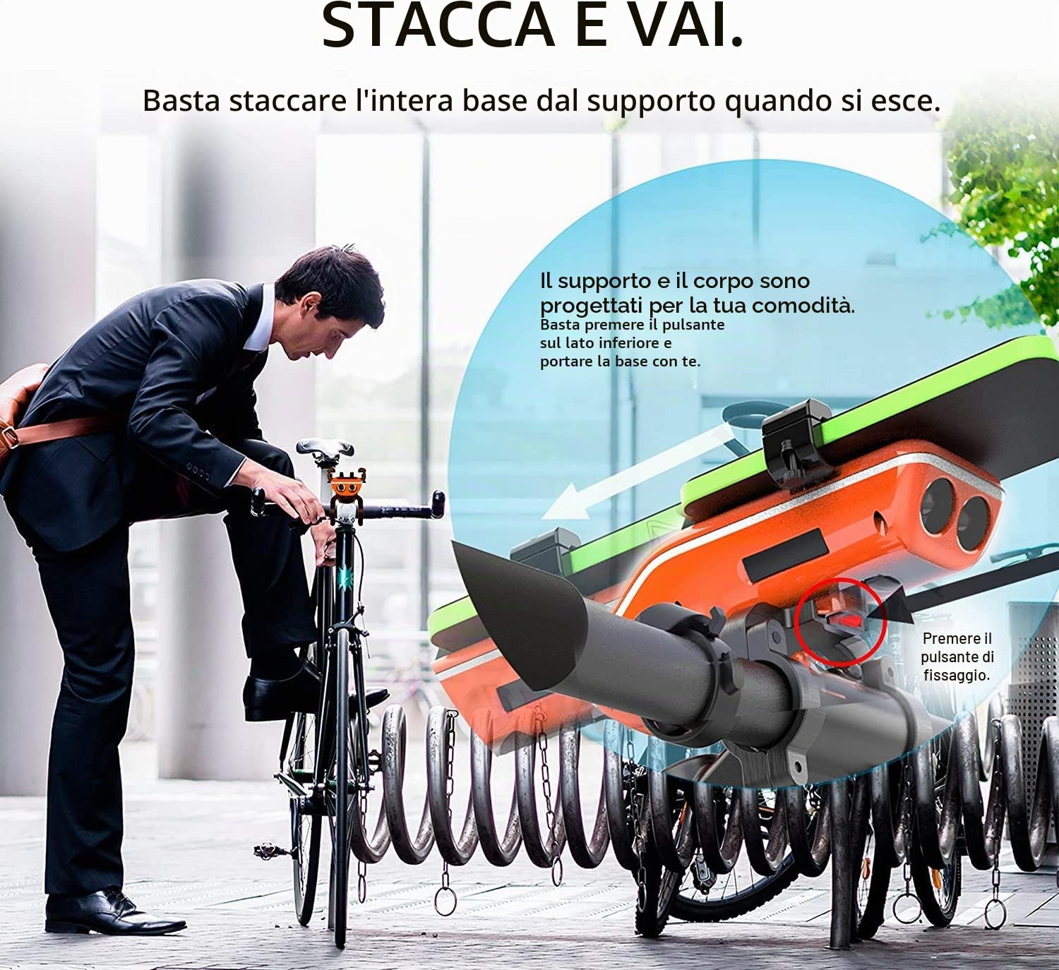 UPPEL Altoparlante Bluetooth Bicicletta 10 in 1 – Supporto Cellulare Bicicletta – Power Bank/Campanello/Microfono – Modalità TF/SD/AUX – Estremamente & Tempo Libero Ciclismo Bicicletta Arancione