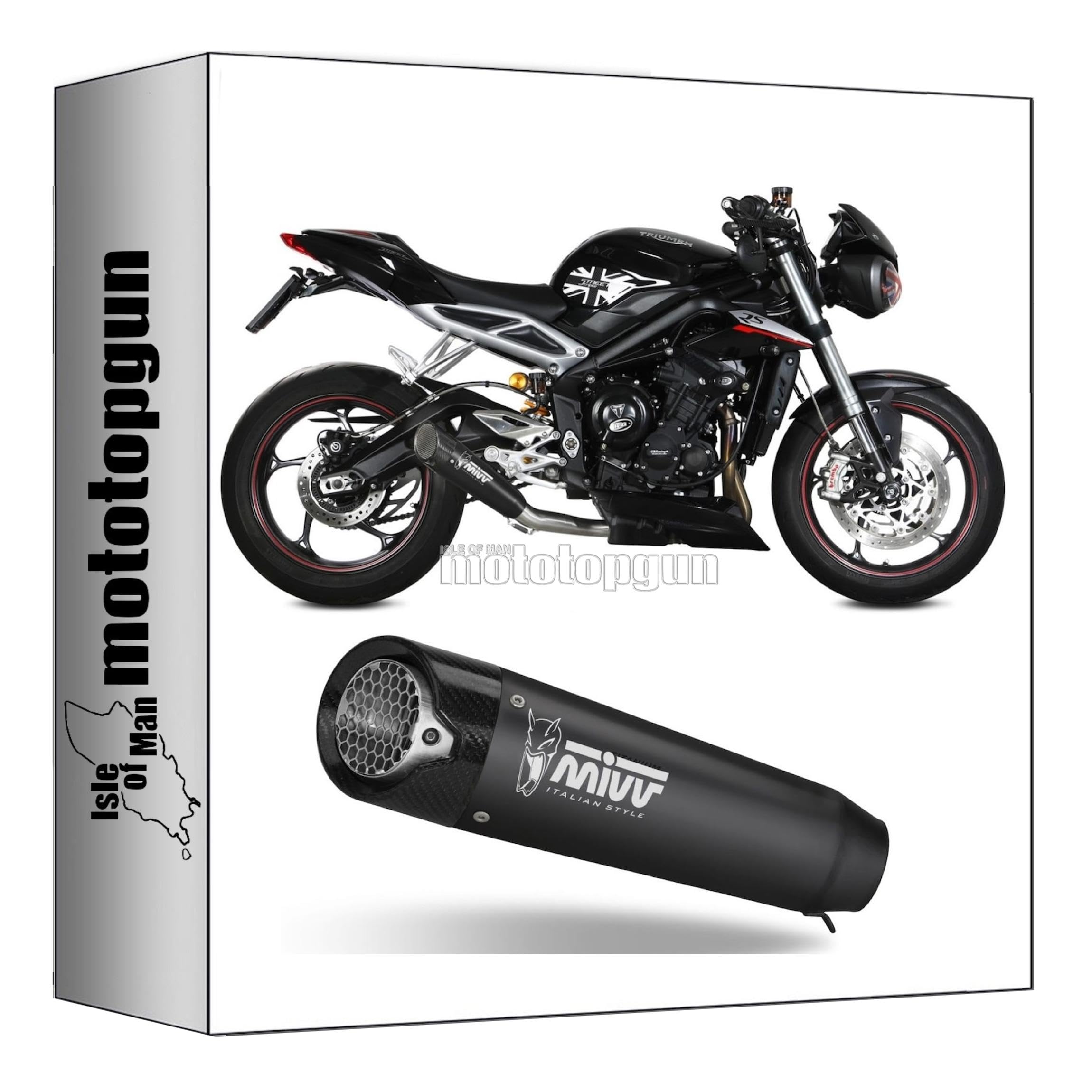 mivv scarico racing nocat x-m5 inox nero compatibile con triumph street triple 765 r 2017 2018 2019 2020 2021 2022 mototopgun