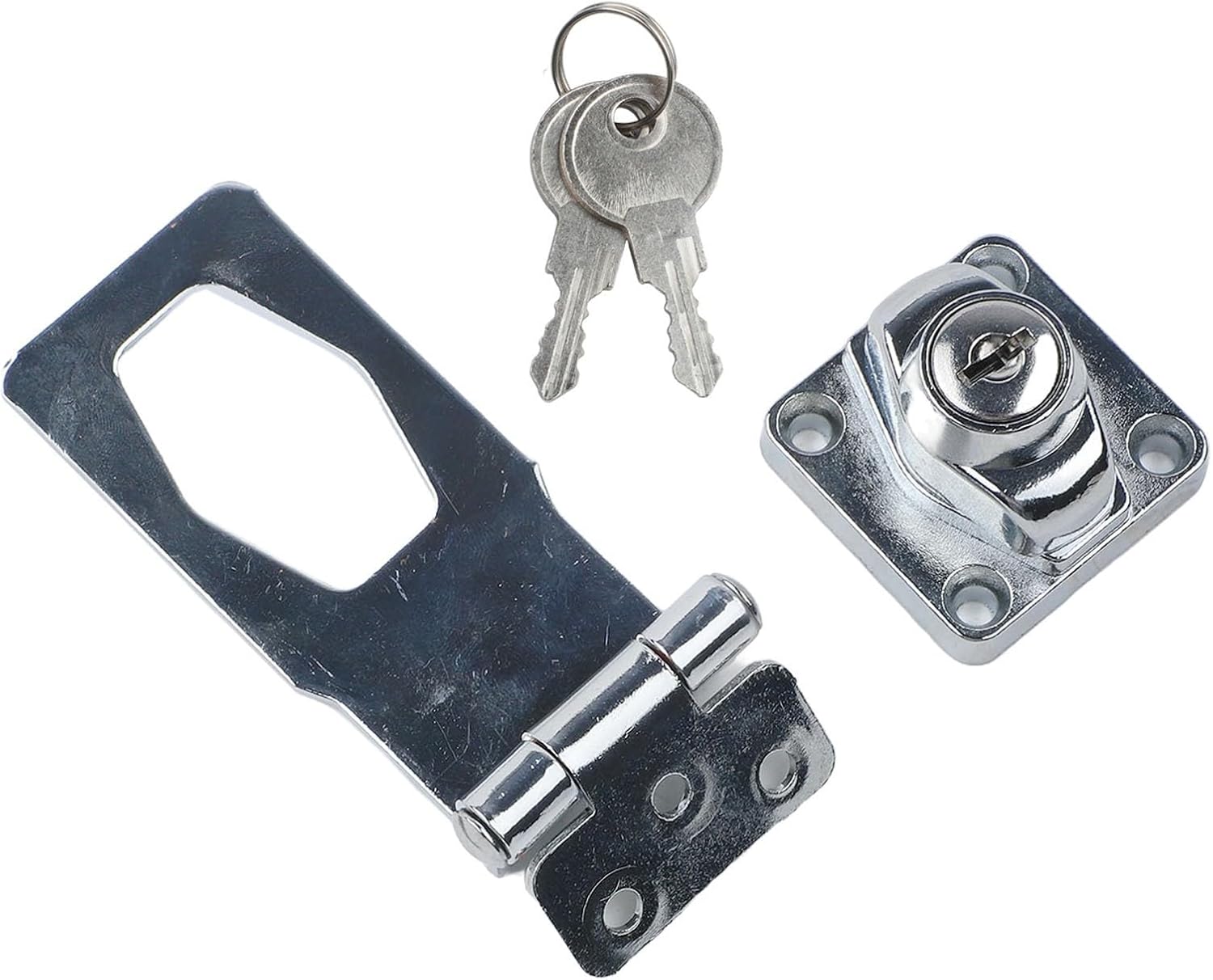 Drawer Lock with Key, 90° Angle Turn Latch Inward-Opening Cabinets & Drawers, Iron Construction, Silver Finish – 2.5/3/4 Inch Sizes (Pack of 1)(4 inches)