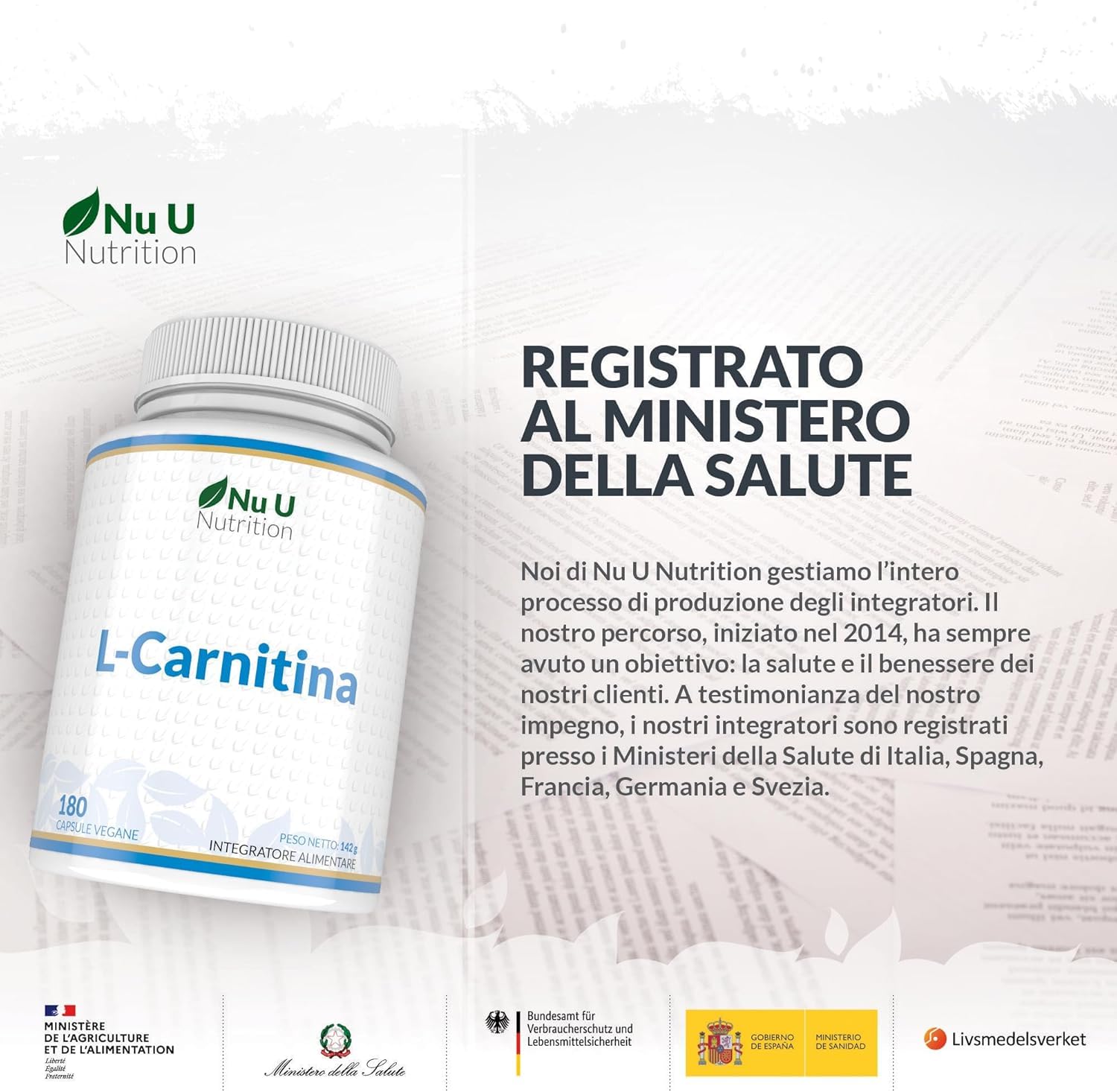 L-Carnitina Tartrato Forte - 180 Capsule Vegane - 550mg di Carnitina per Capsula - Con Vitamine & Minerali - Integratore Pre e Post Workout per Sportivi - Prodotto in Europa - Nu U Nutrition
