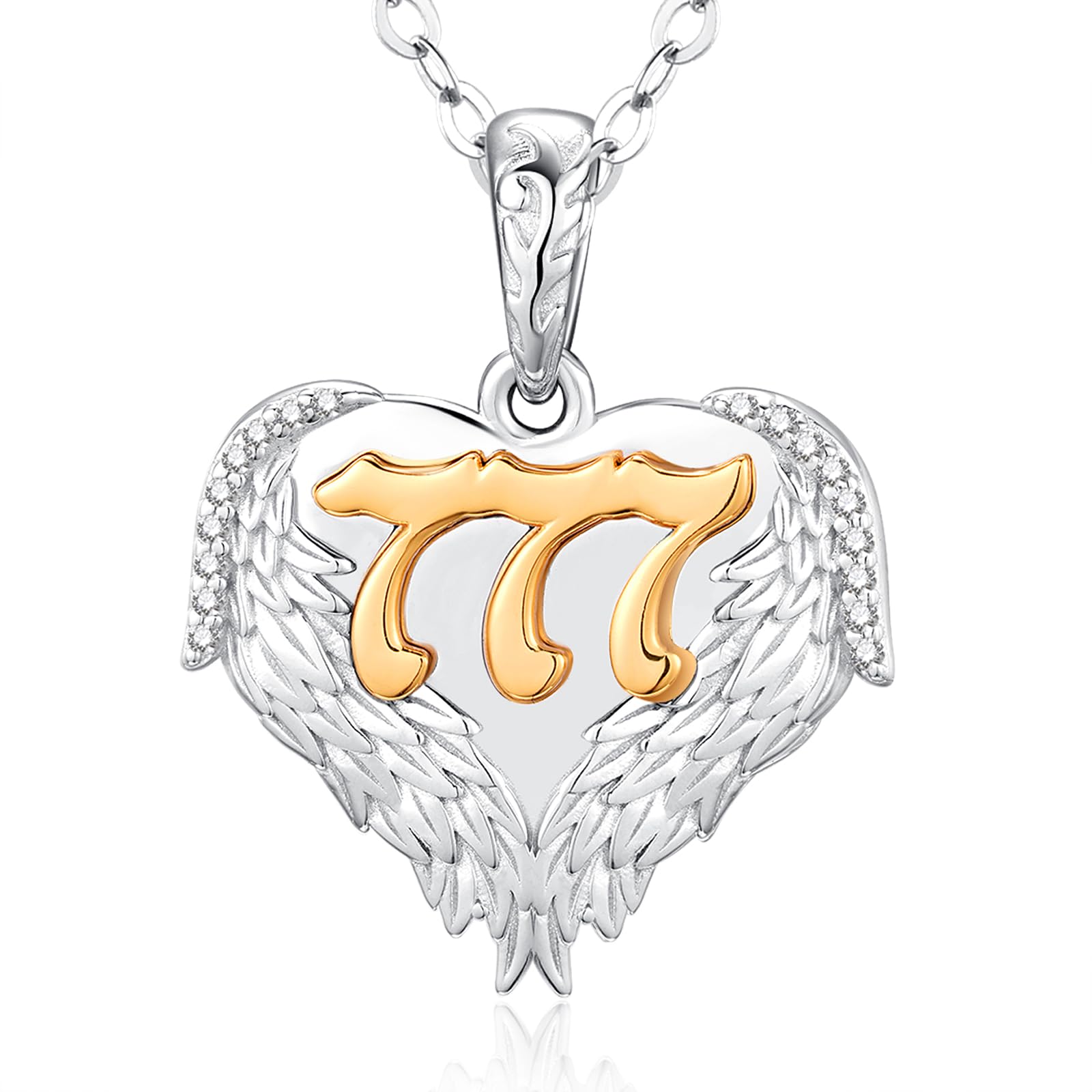TANGPOETAngel Number Necklace for Women Girls 925 Sterling Silver Heart Angel Wing Pendant Necklace Jewellery Gifts for Her Birthday Christmas Valentines Mothers Day with 18"+2" Chain