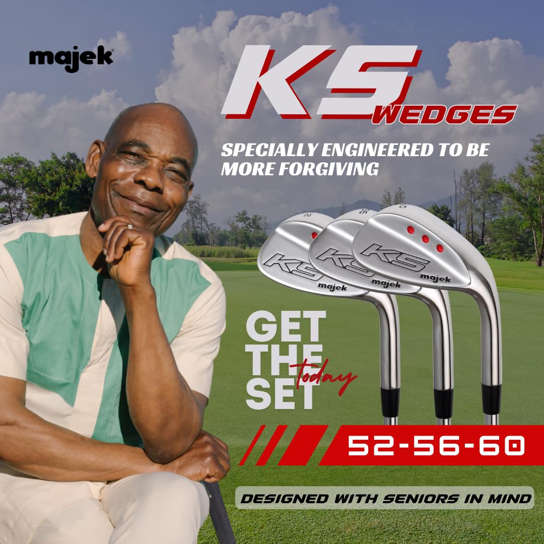 Majek Golf Senior da uomo cuneo set completo: 52 ° wedge (GW), 56 ° Sand wedge (SW), 60 ° Lob wedge (LW) mano destra Senior Flex albero in acciaio