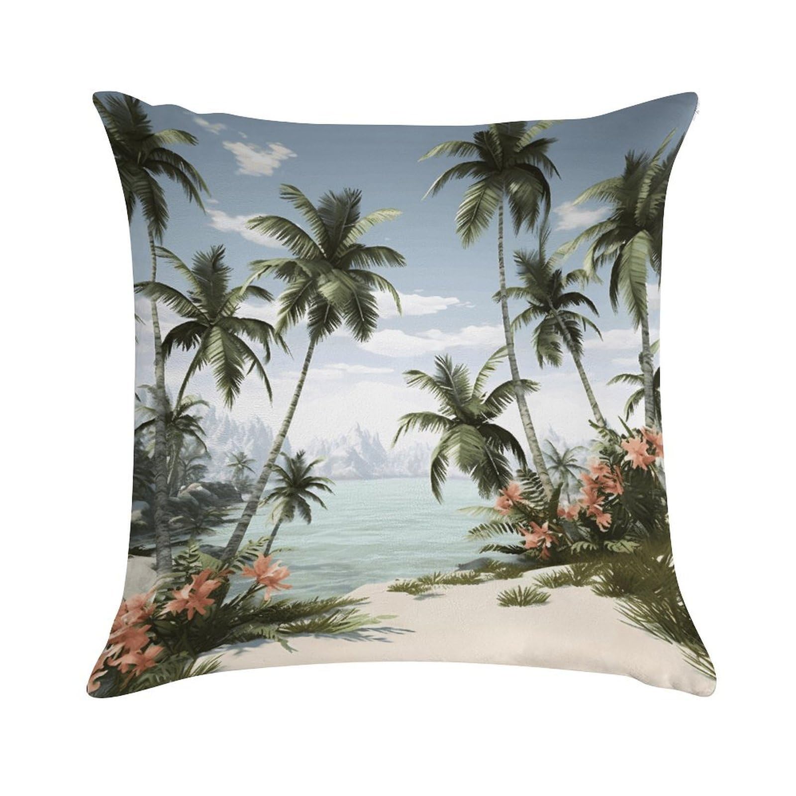 VstaDank Tropical Palm Trees Throw Pillow Cover Square Lumbar Throw Pillow Case Soft Decorative Cushion Cases Short Plush Pillowcase with Zipper Luxury Cozy Pillows Shams for All Seasons