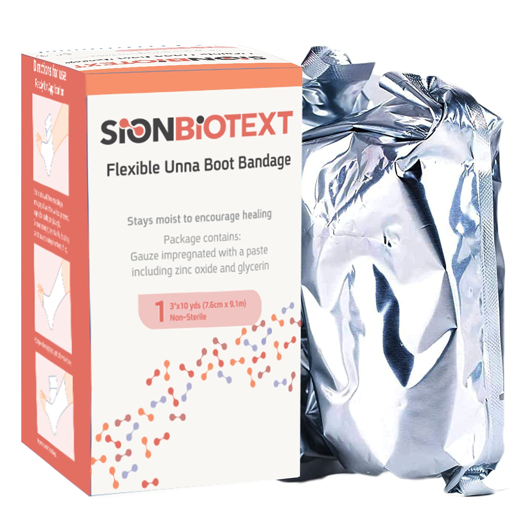 Unna Boot - Vendaje de compresión flexible de zinc para mantener el ambiente húmedo y curativo, gasa para vendaje médico, suministros de primeros auxilios EMS, rollo de 3 pulgadas x 30