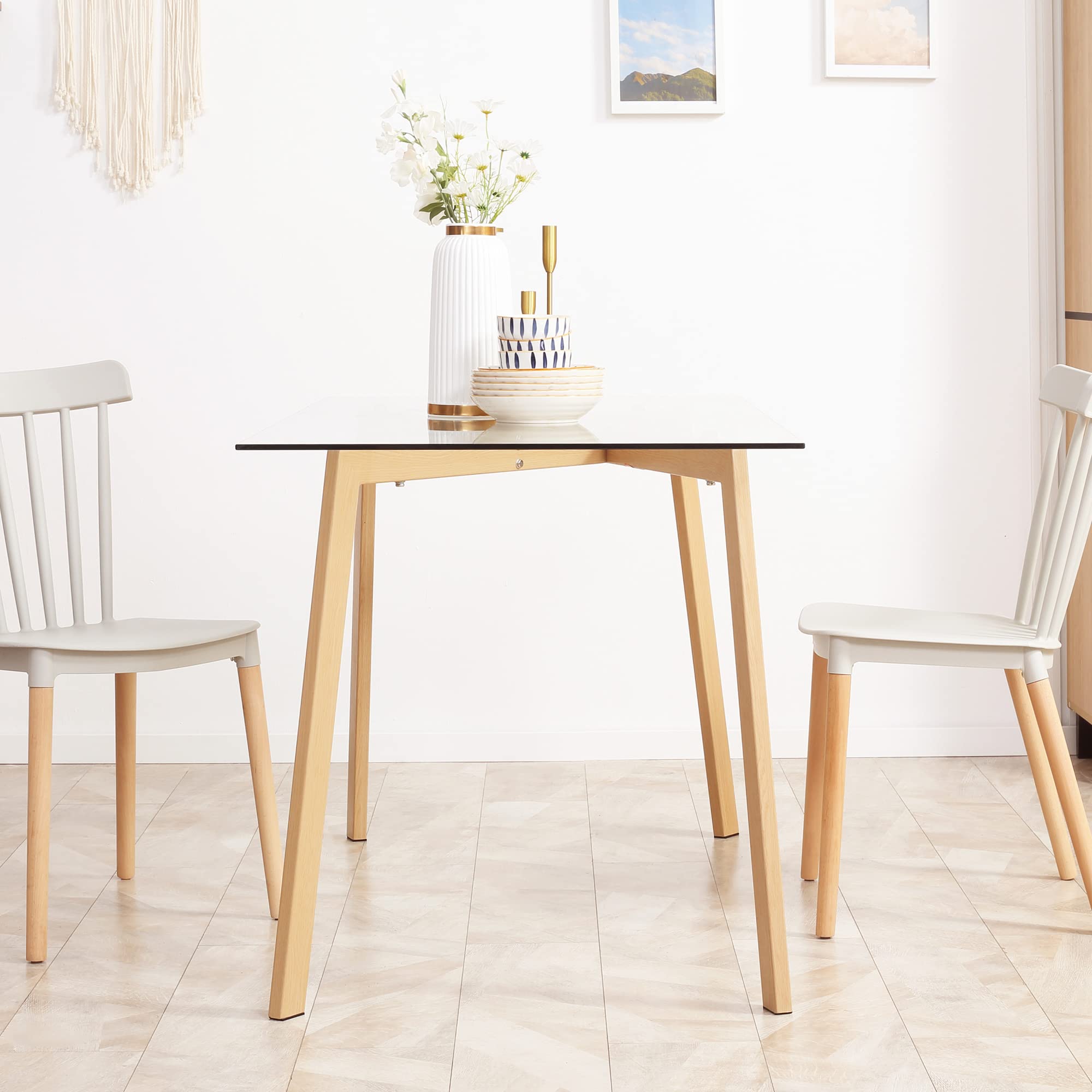 HOMCOM Tavolo da Pranzo Rettangolare per 4 Persone MAX Vetro 120x60x76 cm | Tavolo da Pranzo in Vetro Temperato e Acciaio, per Cucina, Soggiorno